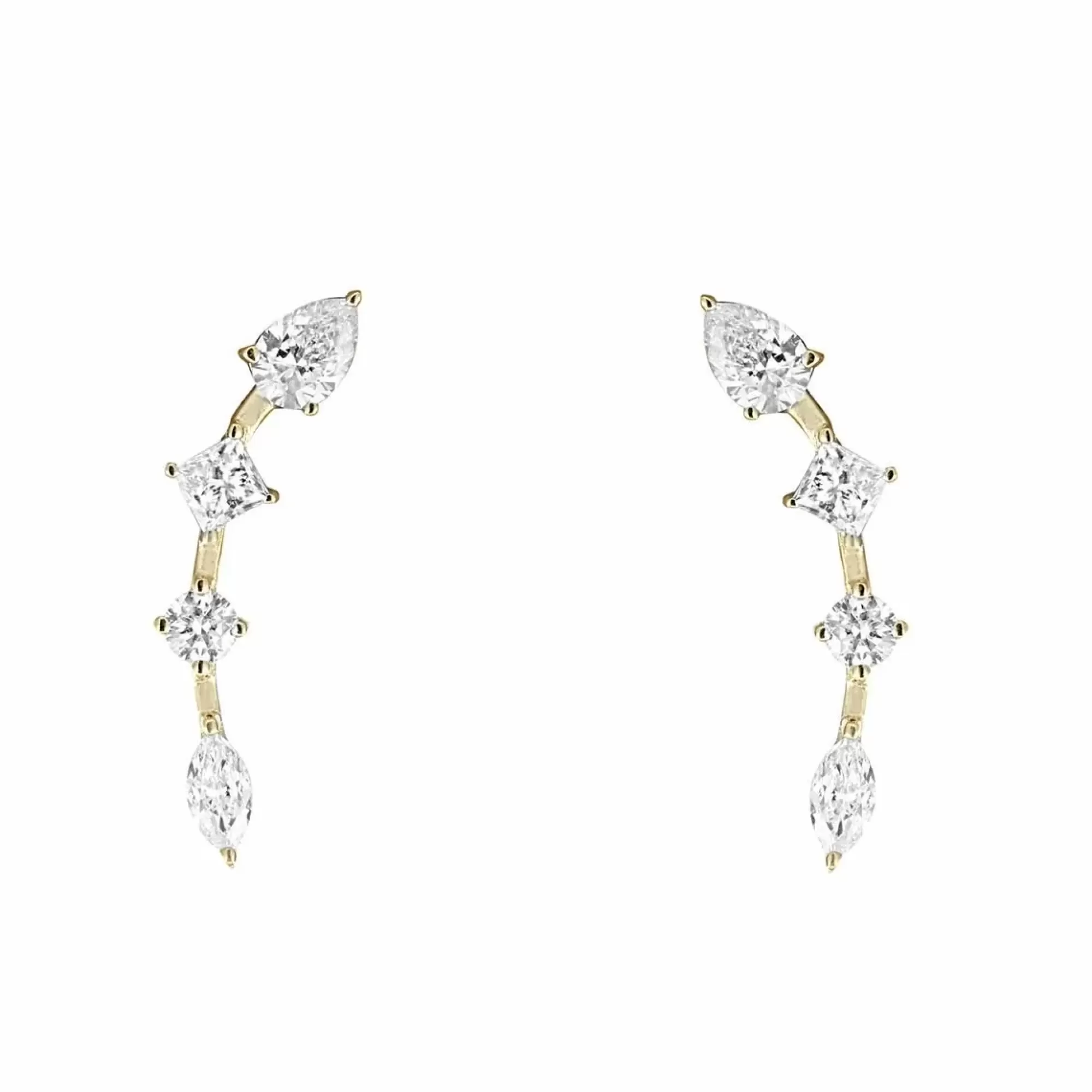 London Collection 14K Yellow Gold Mixed Shape Diamond Ear Crawlers Outlet