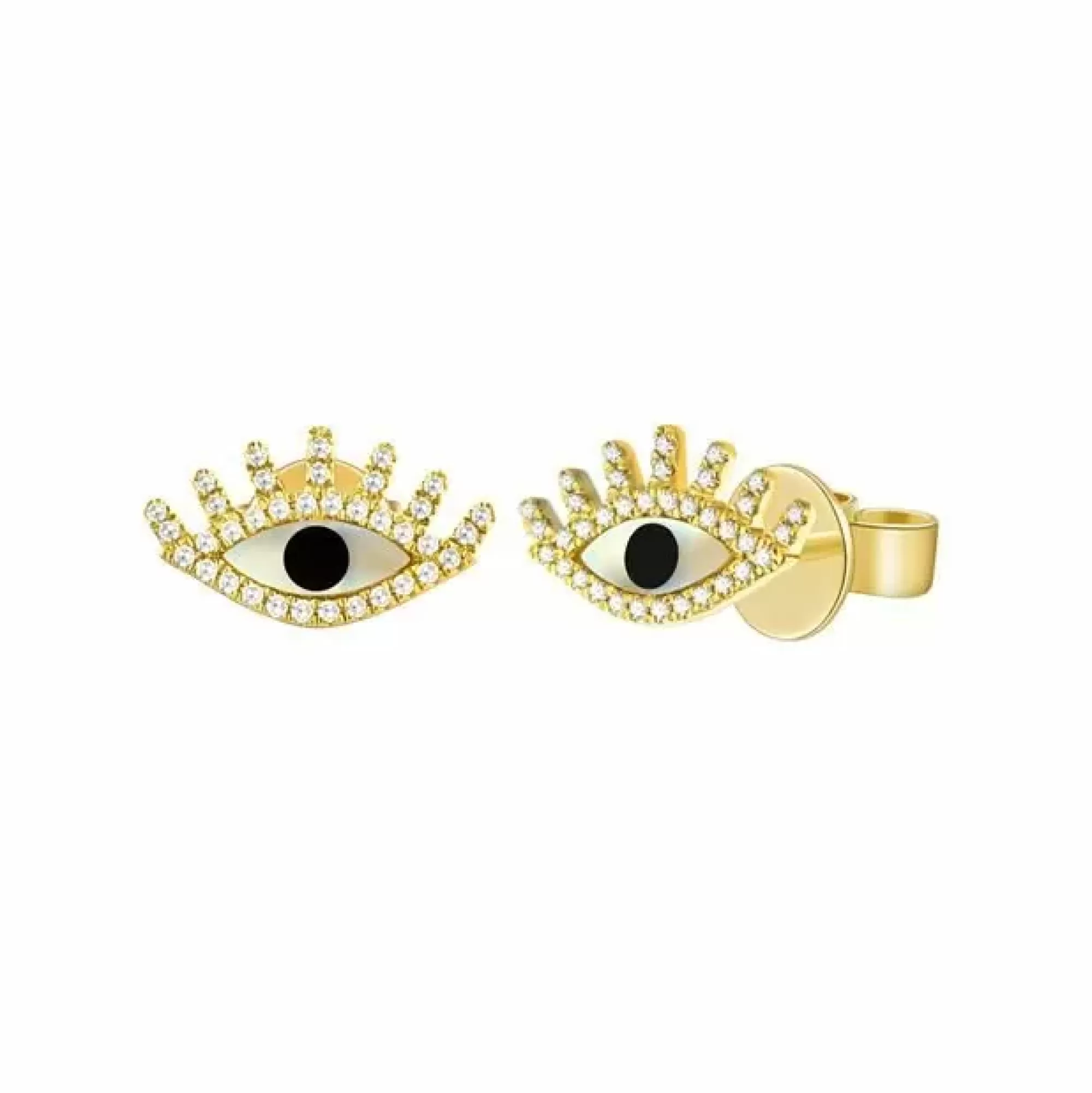 London Collection 14K Yellow Gold Mother Of Pearl Eye Diamond Earrings Clearance