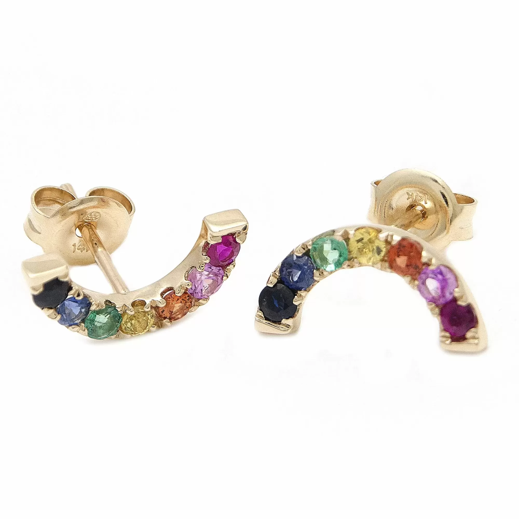 * London Collection 14K Yellow Gold Multi Stone Arc Rainbow Stud Earrings Outlet