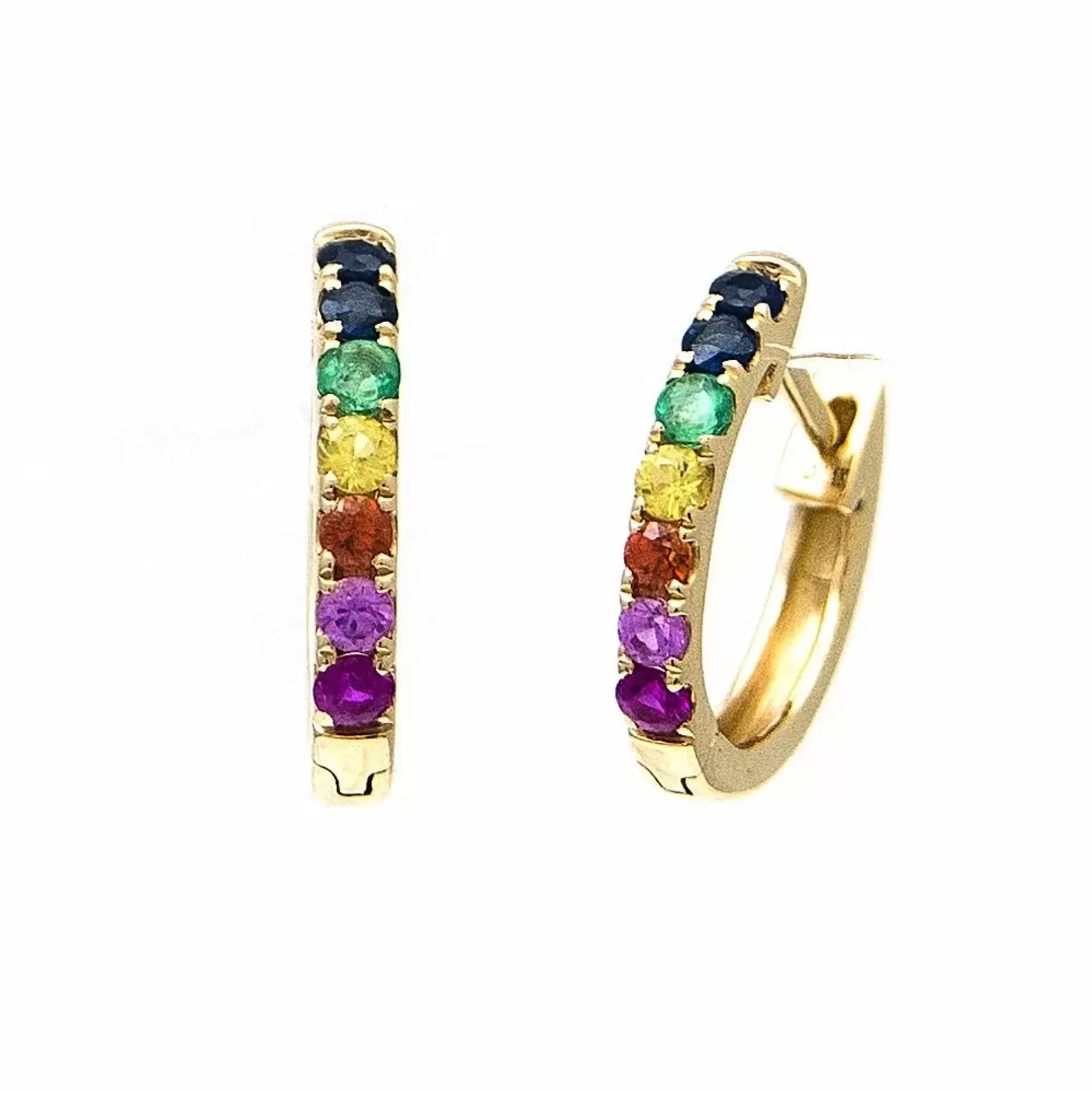 * London Collection 14K Yellow Gold Multi Stone Rainbow Huggie Earrings Online