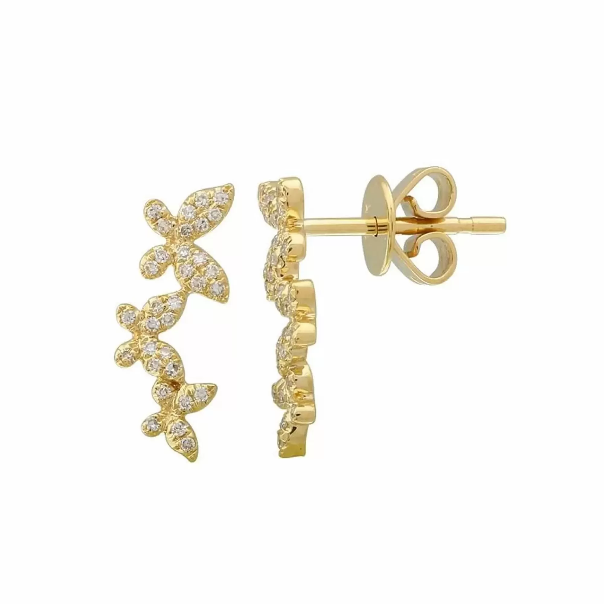 London Collection 14K Yellow Gold Pave Diamond Butterfly Ear Crawlers Sale