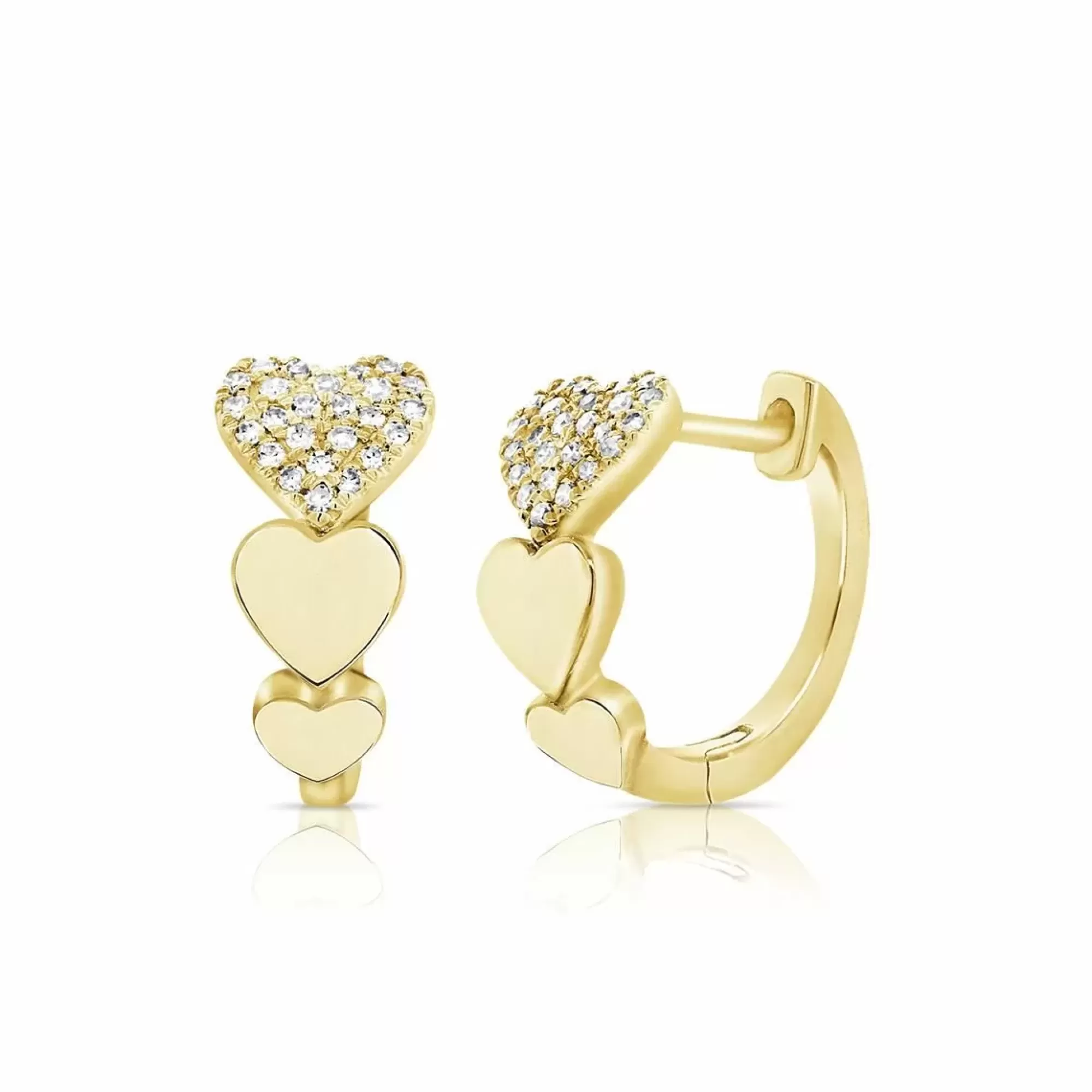 * London Collection 14K Yellow Gold Pave Diamond Heart Huggie Earrings Hot