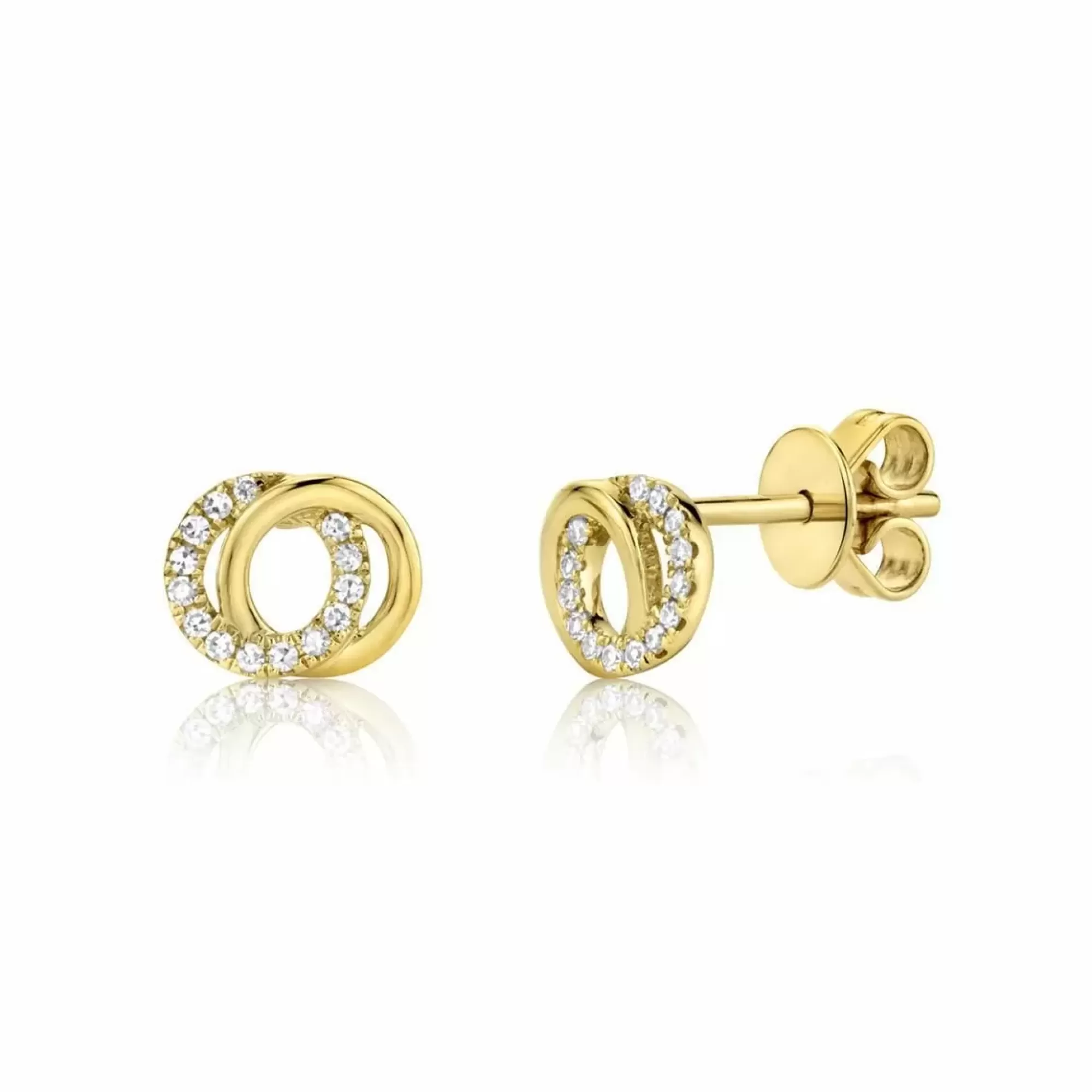 London Collection 14K Yellow Gold Pave Diamond Love Knot Stud Earrings Store