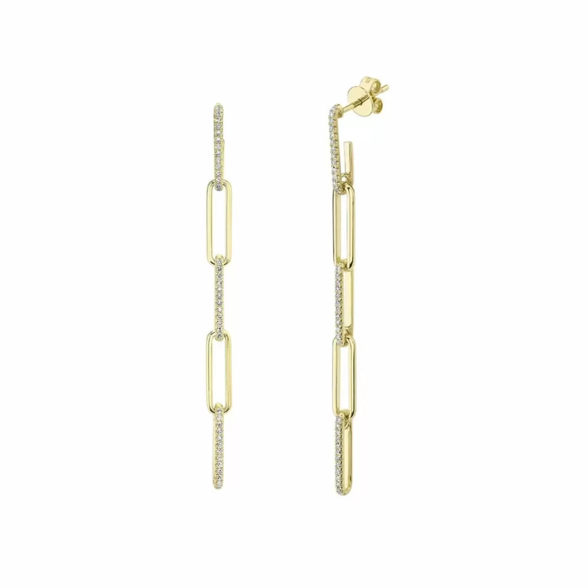 * London Collection 14K Yellow Gold Pave Diamond Paperclip Drop Earrings Cheap