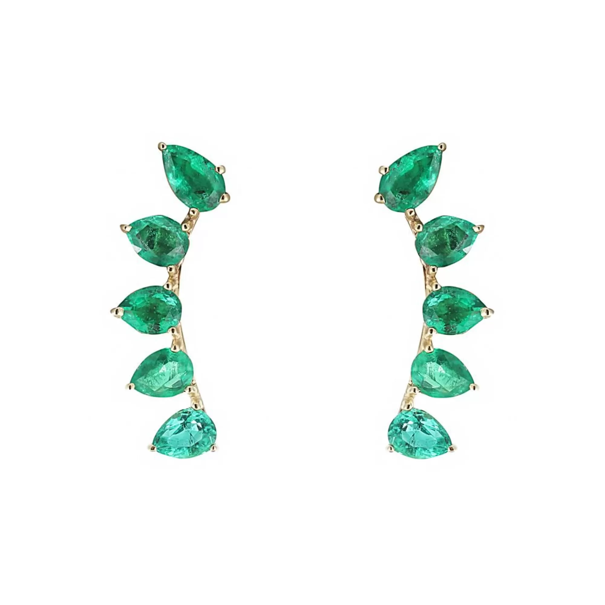 London Collection 14K Yellow Gold Pear Cut Emerald Ear Crawlers Best