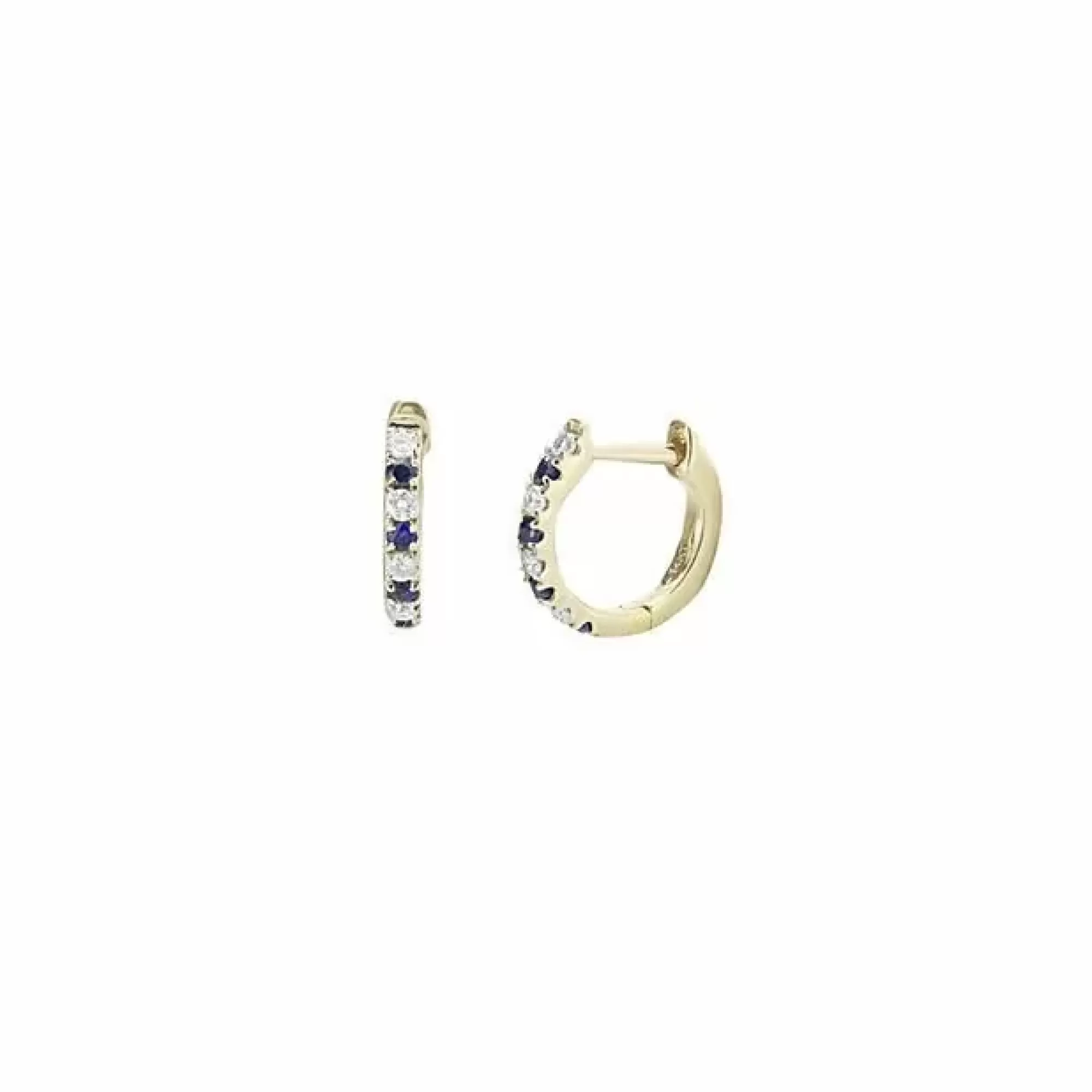 London Collection 14K Yellow Gold Sapphire And Diamond Huggie Earrings Fashion