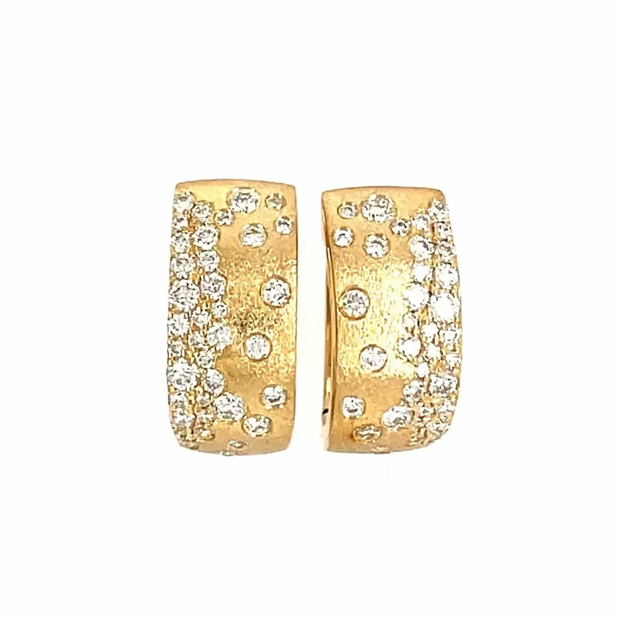 London Collection 14K Yellow Gold Scattered Diamond Wide Huggie Earrings Outlet