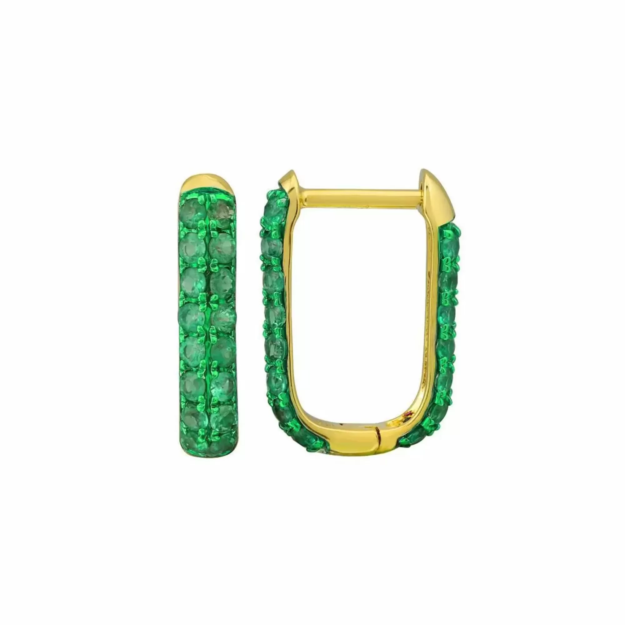 London Collection 14K Yellow Gold Tsavorite Oval Huggie Earrings Shop