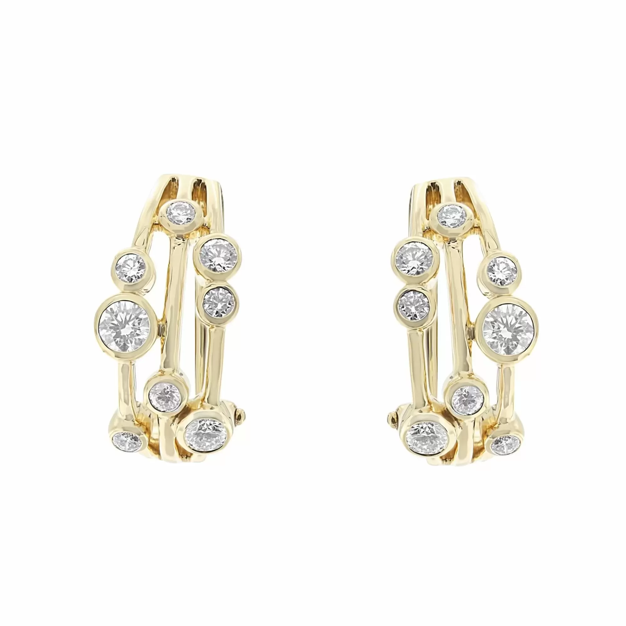 * London Collection 18K Bezel Set Diamond Earrings Discount