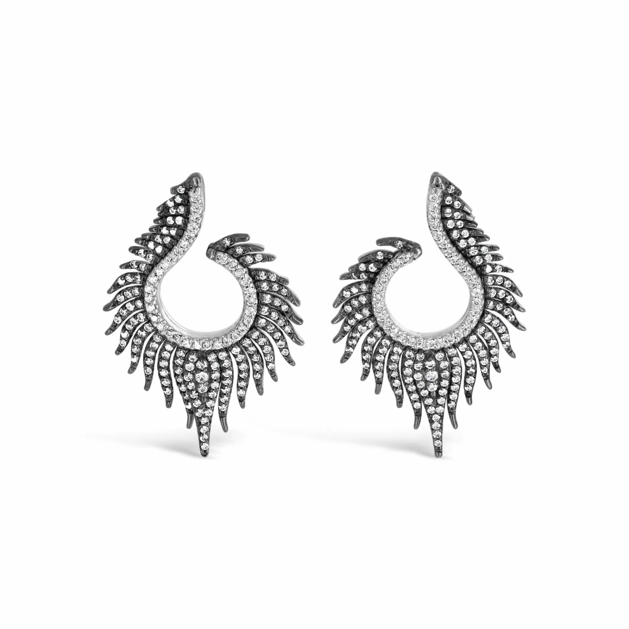 * London Collection 18K Black Rhodium Pave Diamond Fringe Hoop Earrings Discount