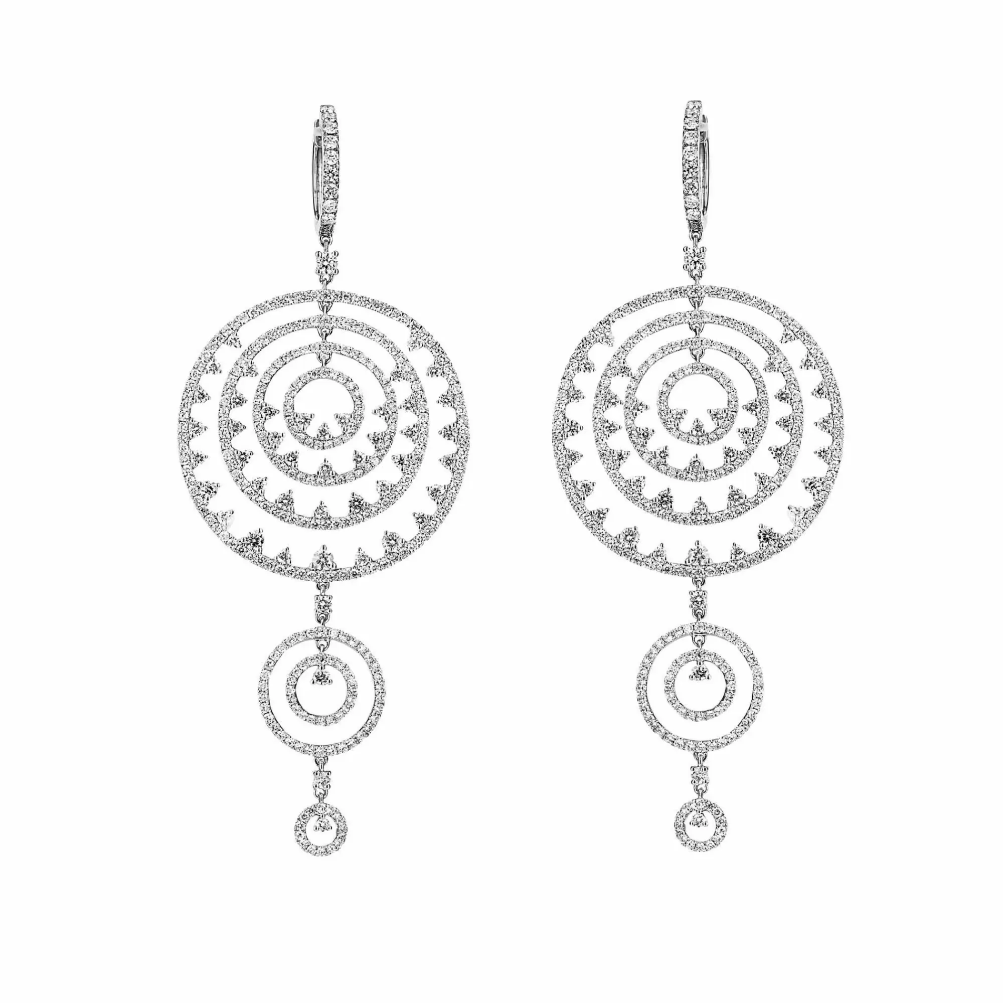 * London Collection 18K Multi Circle Diamond Geometric Drop Earrings Discount