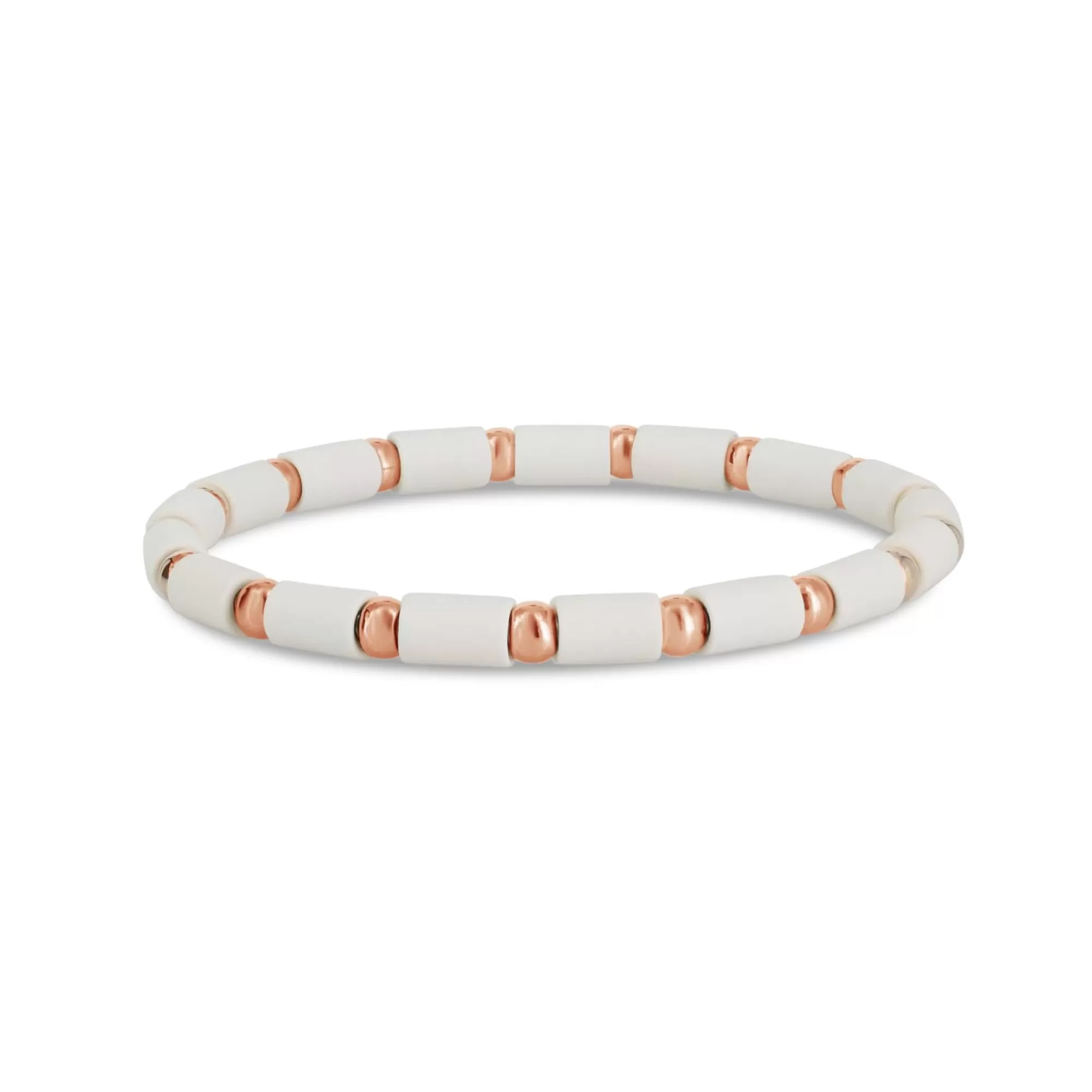 * London Collection 18K Rose Gold And White Agate Tube 17Cm Stretch Bracelet Cheap