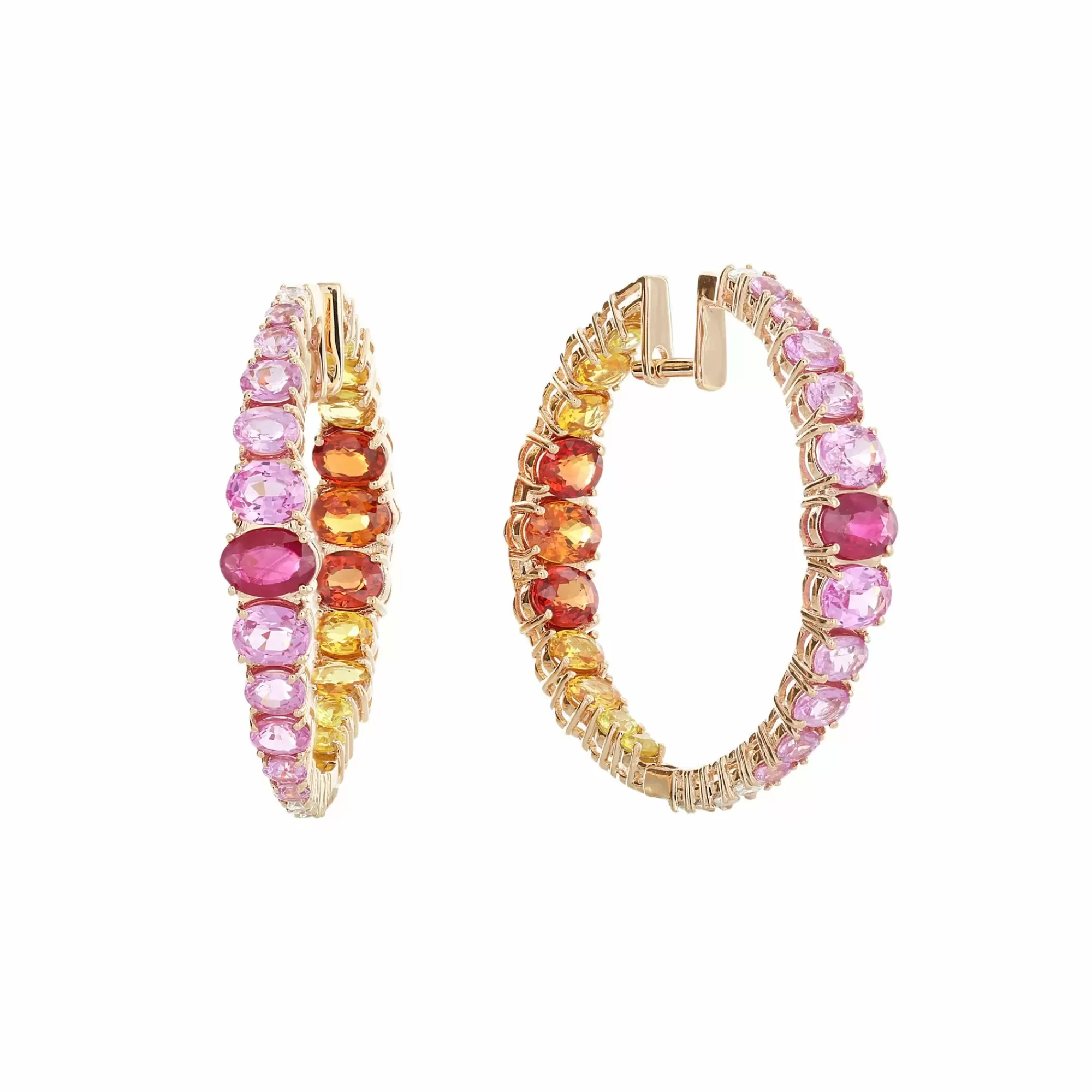 * London Collection 18K Ruby & Sapphire Hoop Earrings Clearance