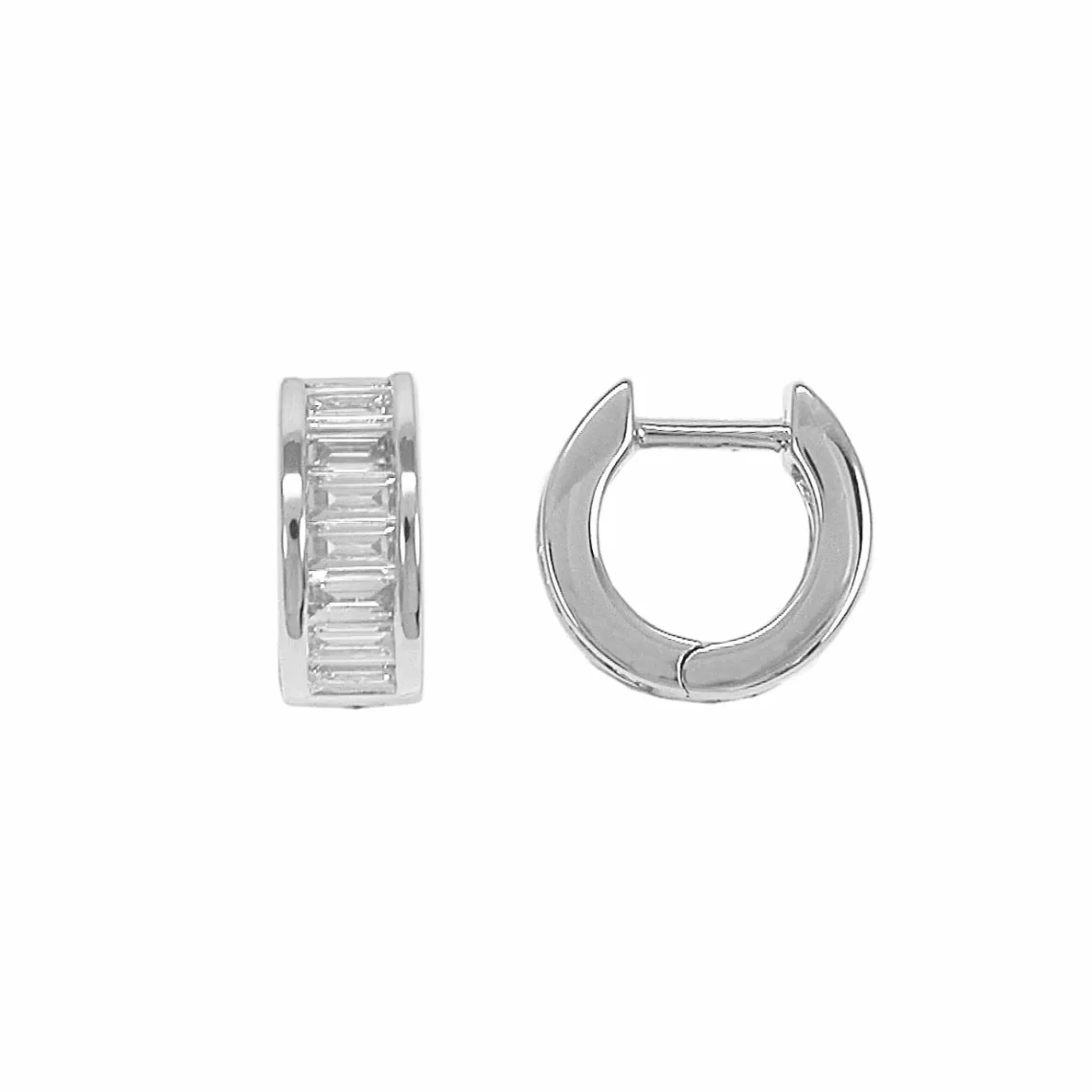 * London Collection 18K White Gold Diamond Baguette Huggie Earrings Flash Sale