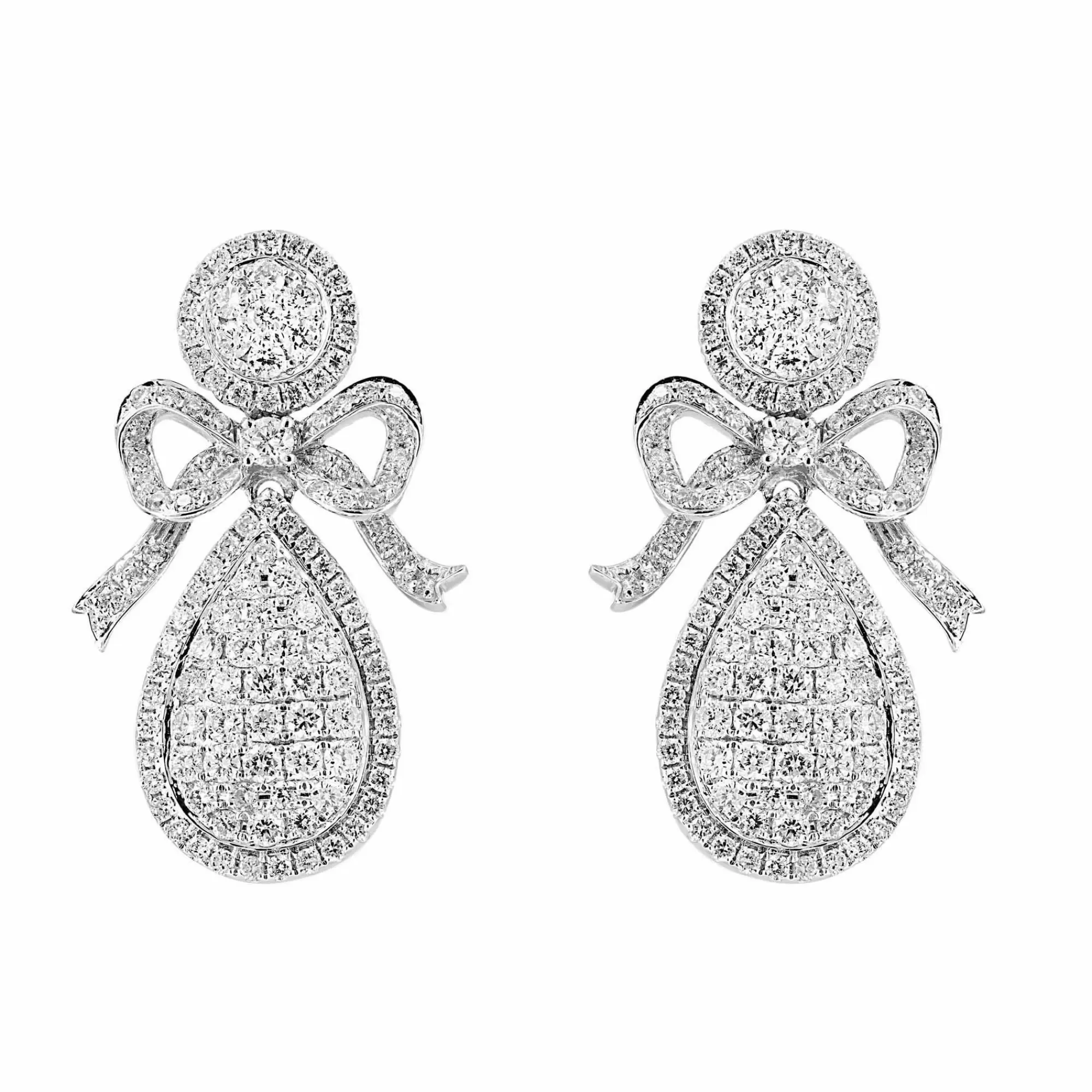 * London Collection 18K White Gold Diamond Bow Teardrop Earrings Flash Sale