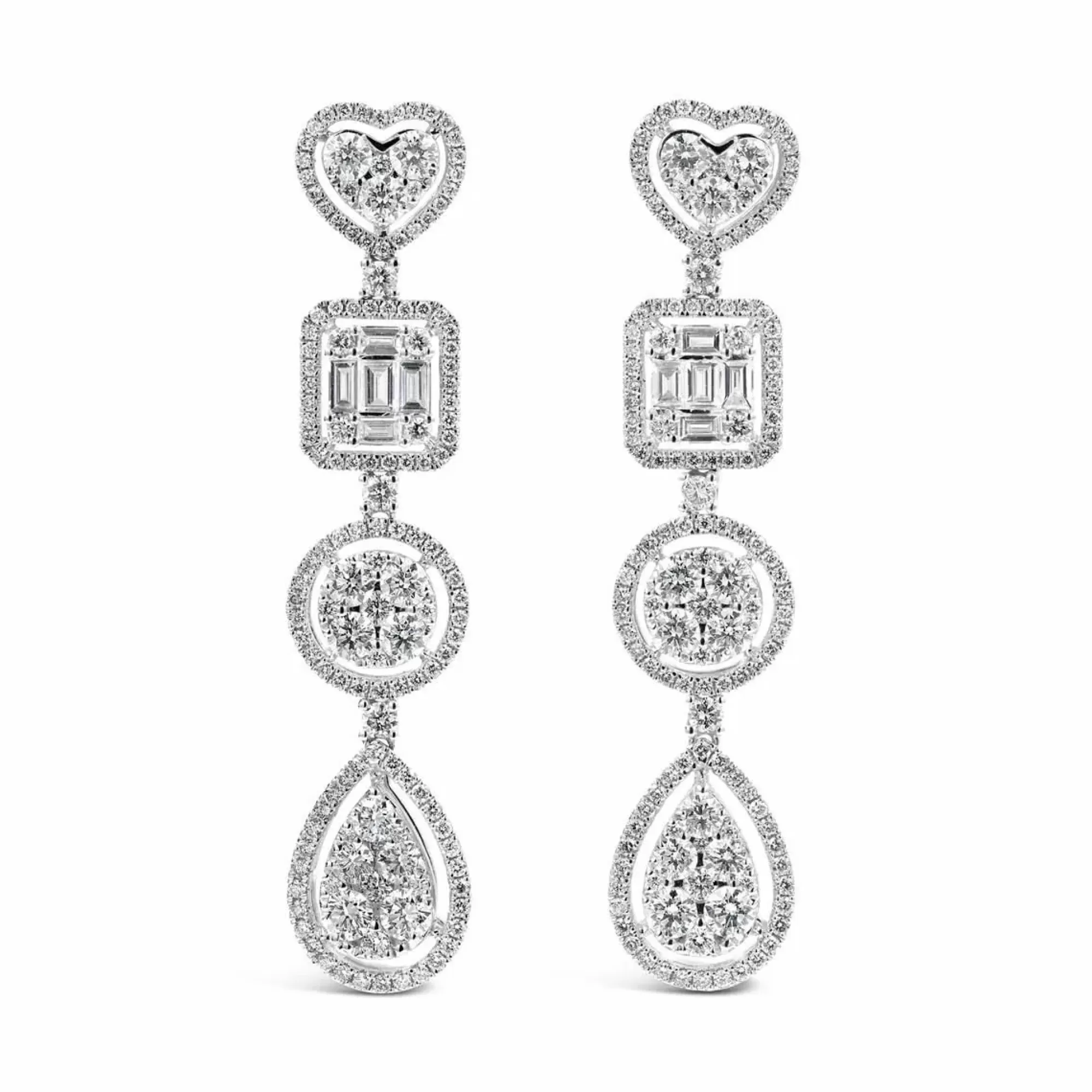 London Collection 18K White Gold Diamond Cluster Halo Drop Earrings Sale