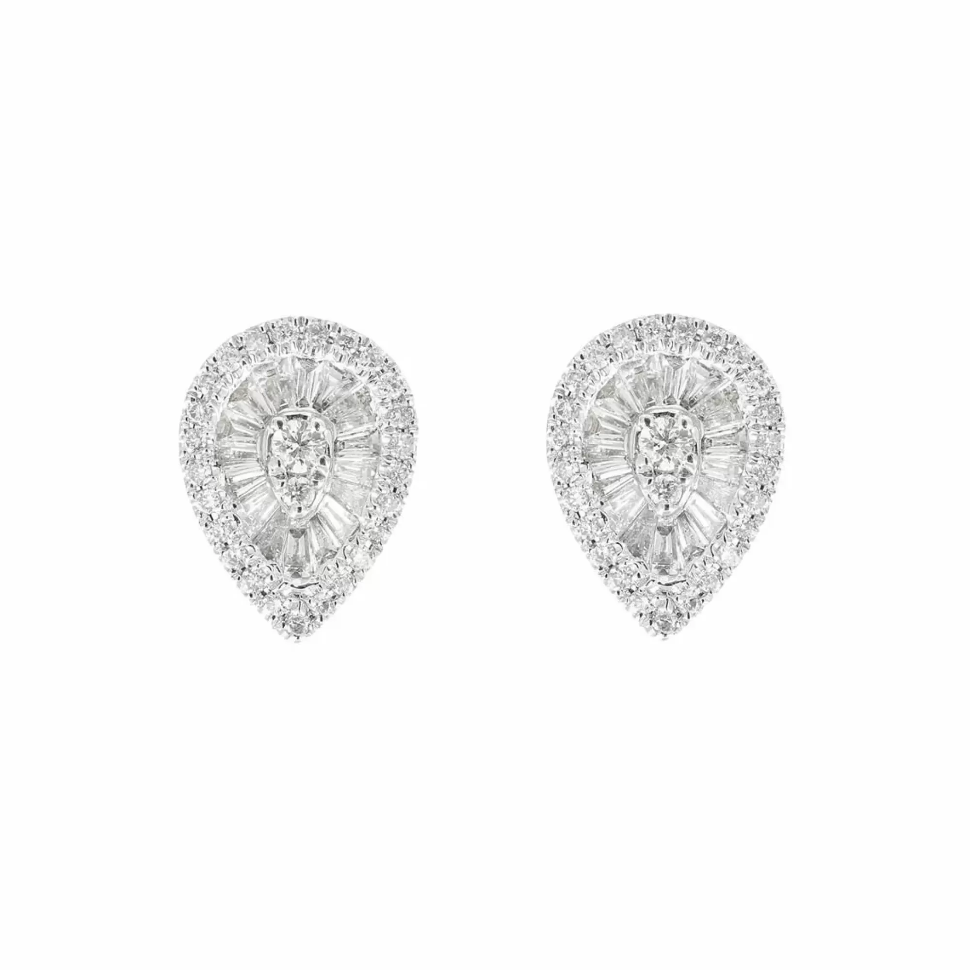 London Collection 18K White Gold Diamond Cluster Pear Shaped Stud Earrings Best Sale