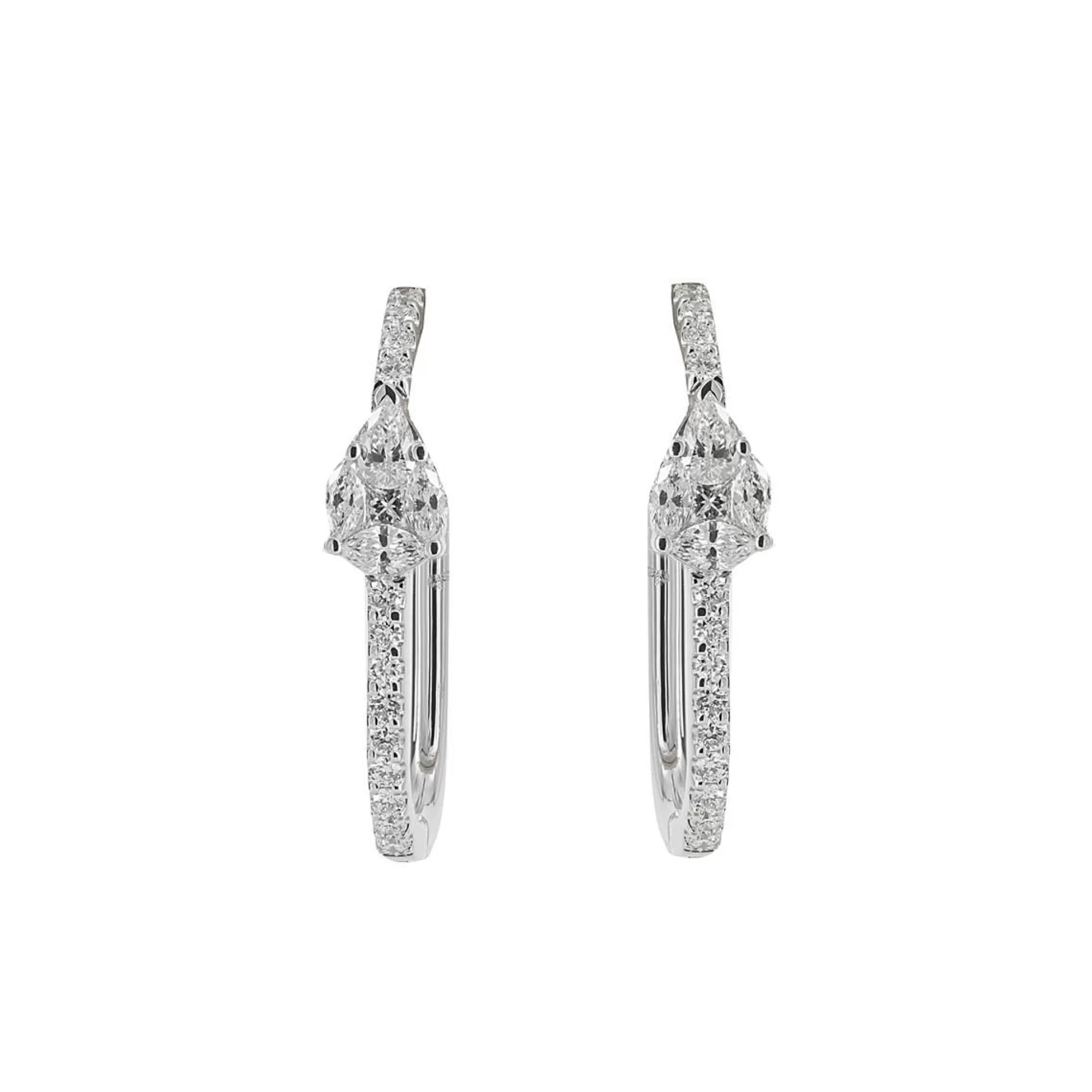 London Collection 18K White Gold Diamond Pear Cluster Hoop Earrings Best