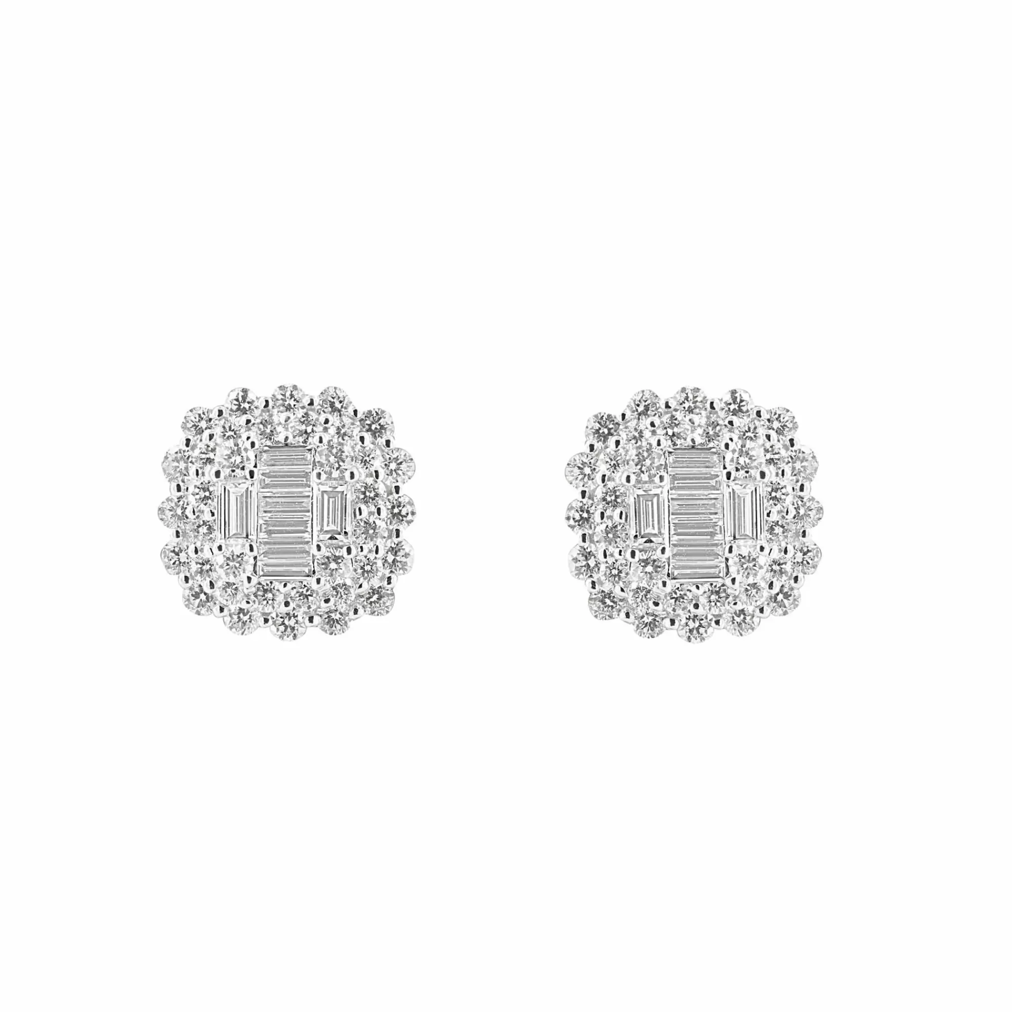 * London Collection 18K White Gold Mixed Diamond Cushion Earrings Online