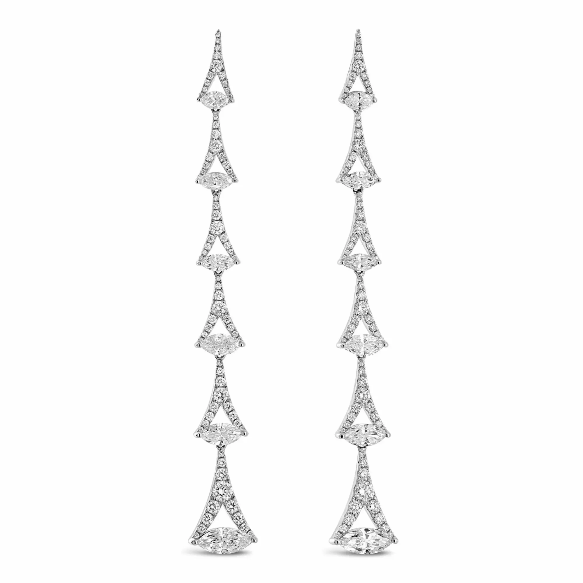 * London Collection 18K White Gold Mixed Diamond Drop Earrings Clearance