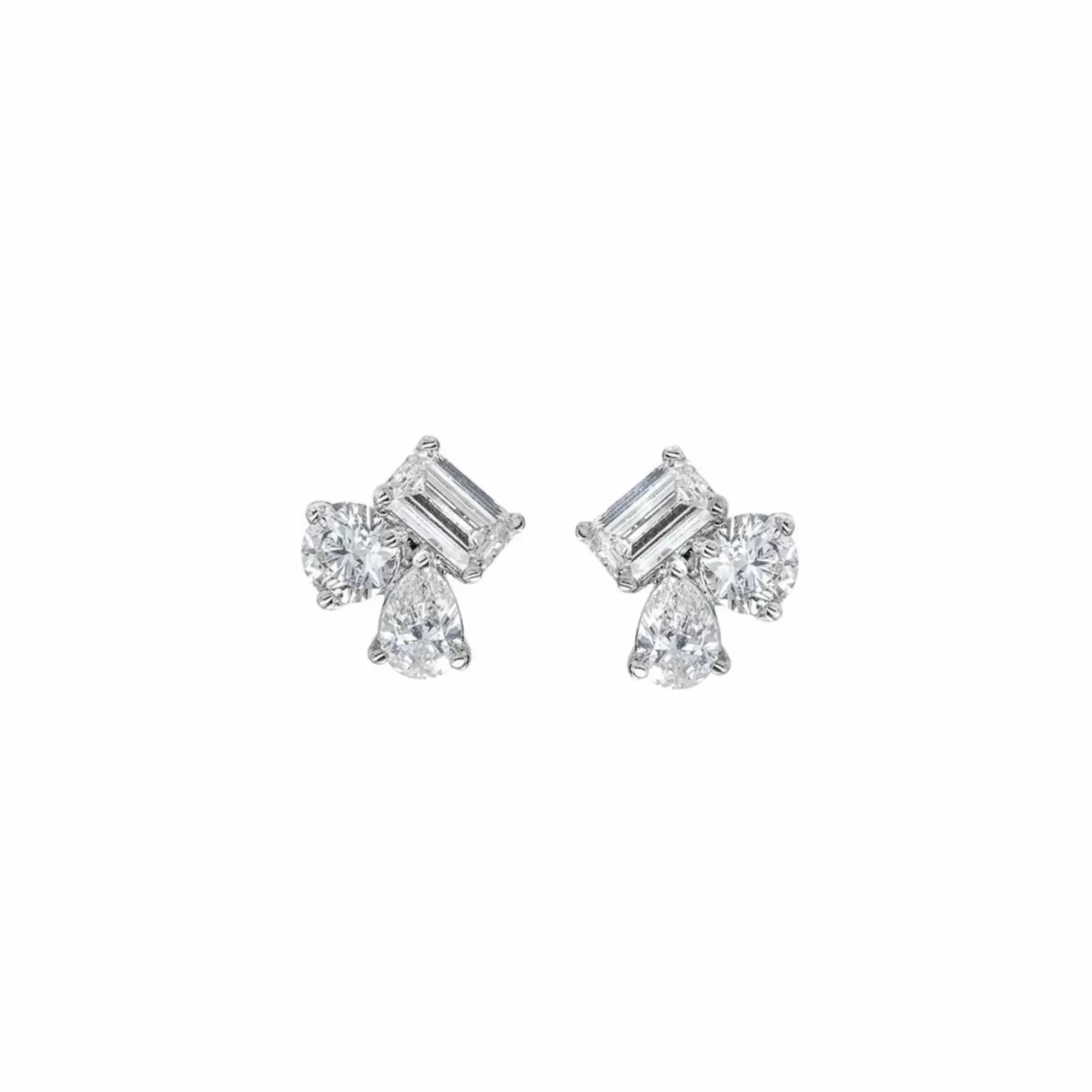London Collection 18K White Gold Mixed Shape Diamond Stud Earrings Online