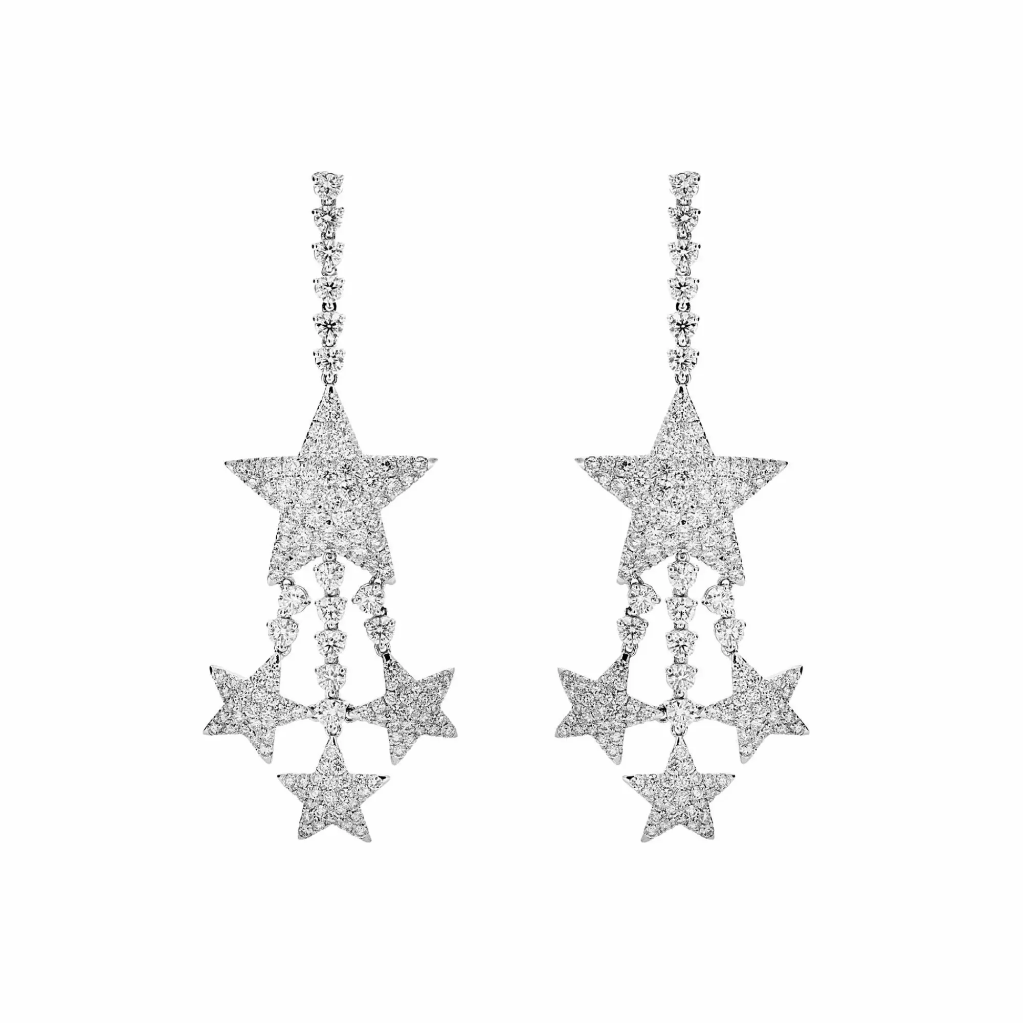 * London Collection 18K White Gold Multi Diamond Star Drop Earrings Clearance