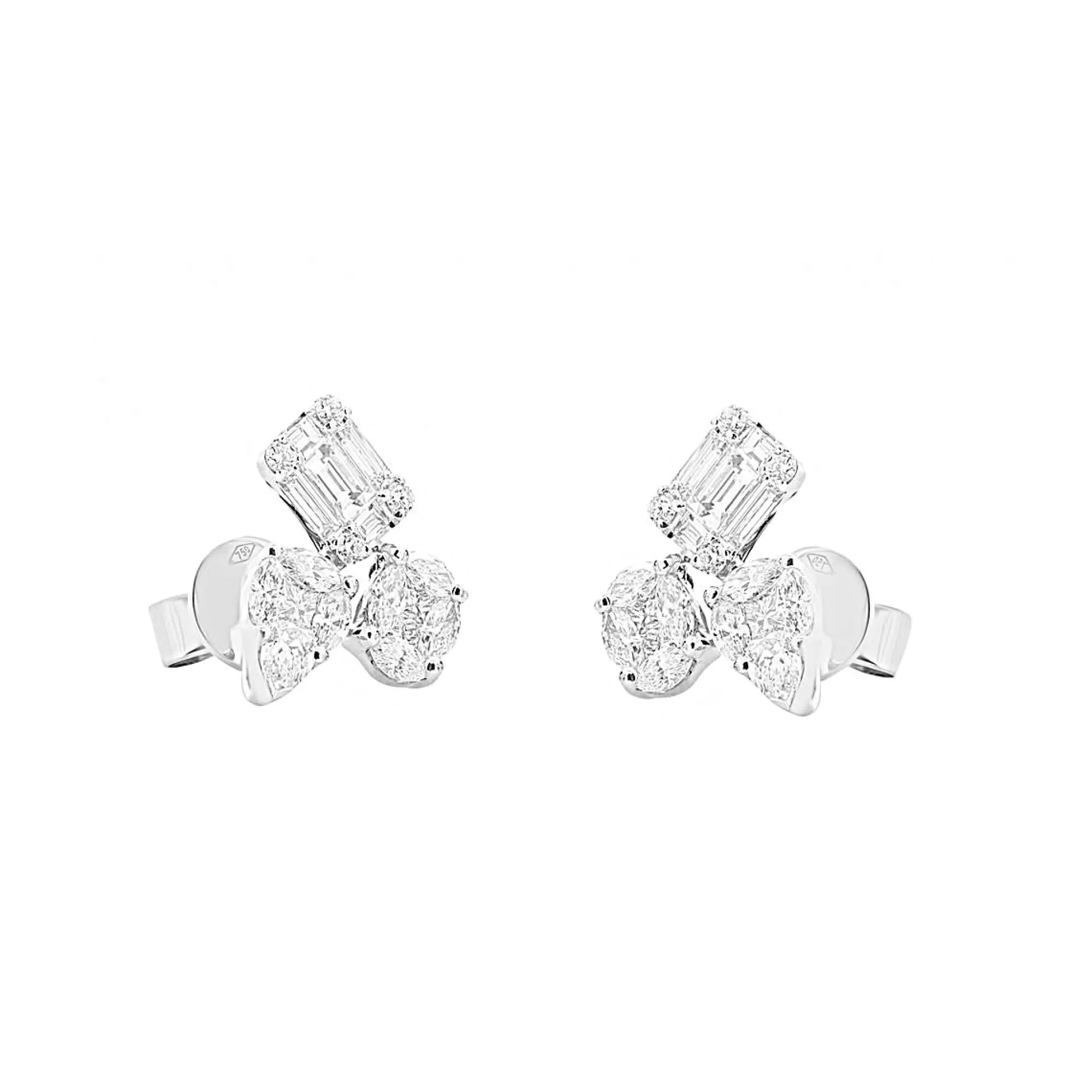 London Collection 18K White Gold Oval, Pear & Emerald Diamond Cluster Stud Earrings Online