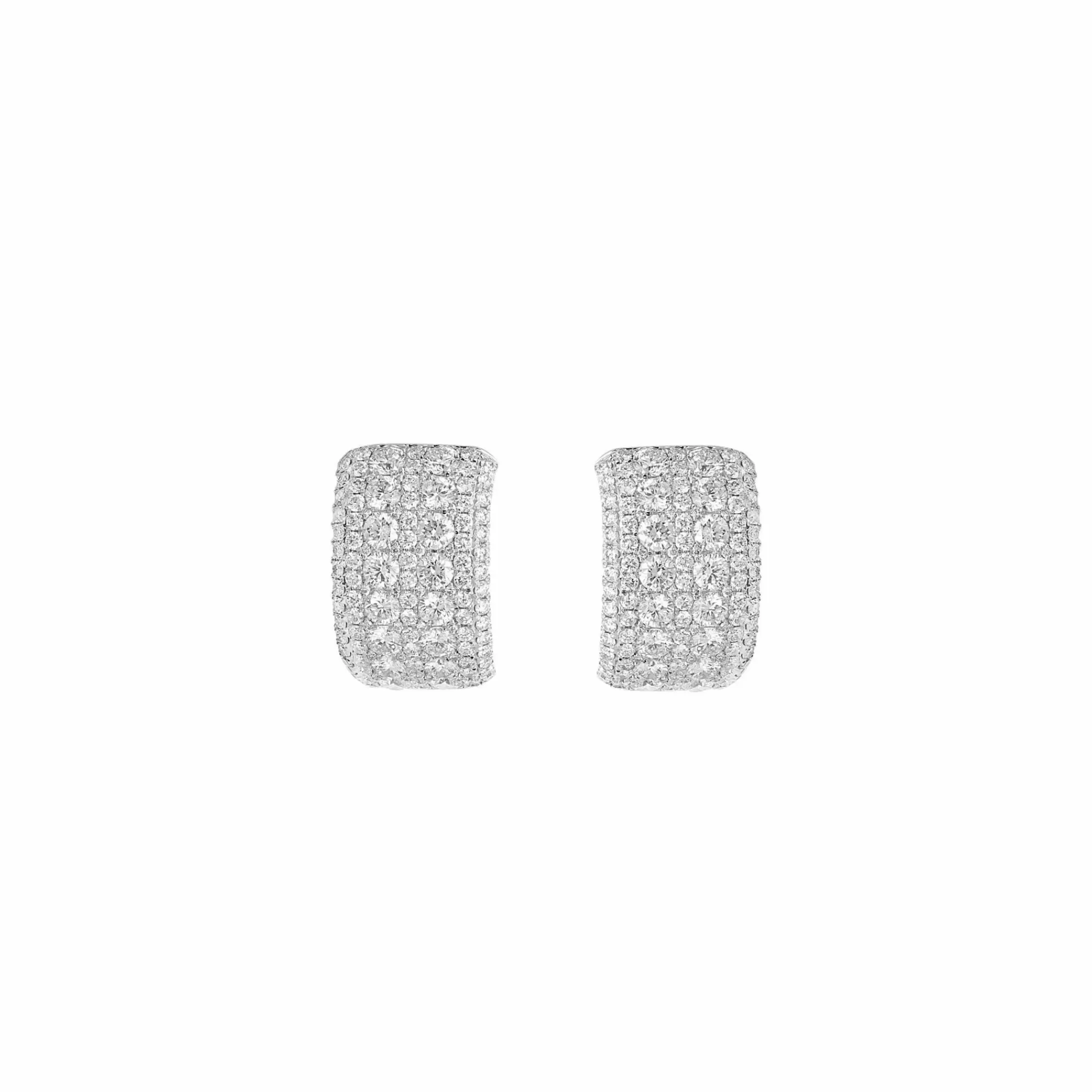 * London Collection 18K White Gold Pave Diamond Rectangular Clip Earrings Best