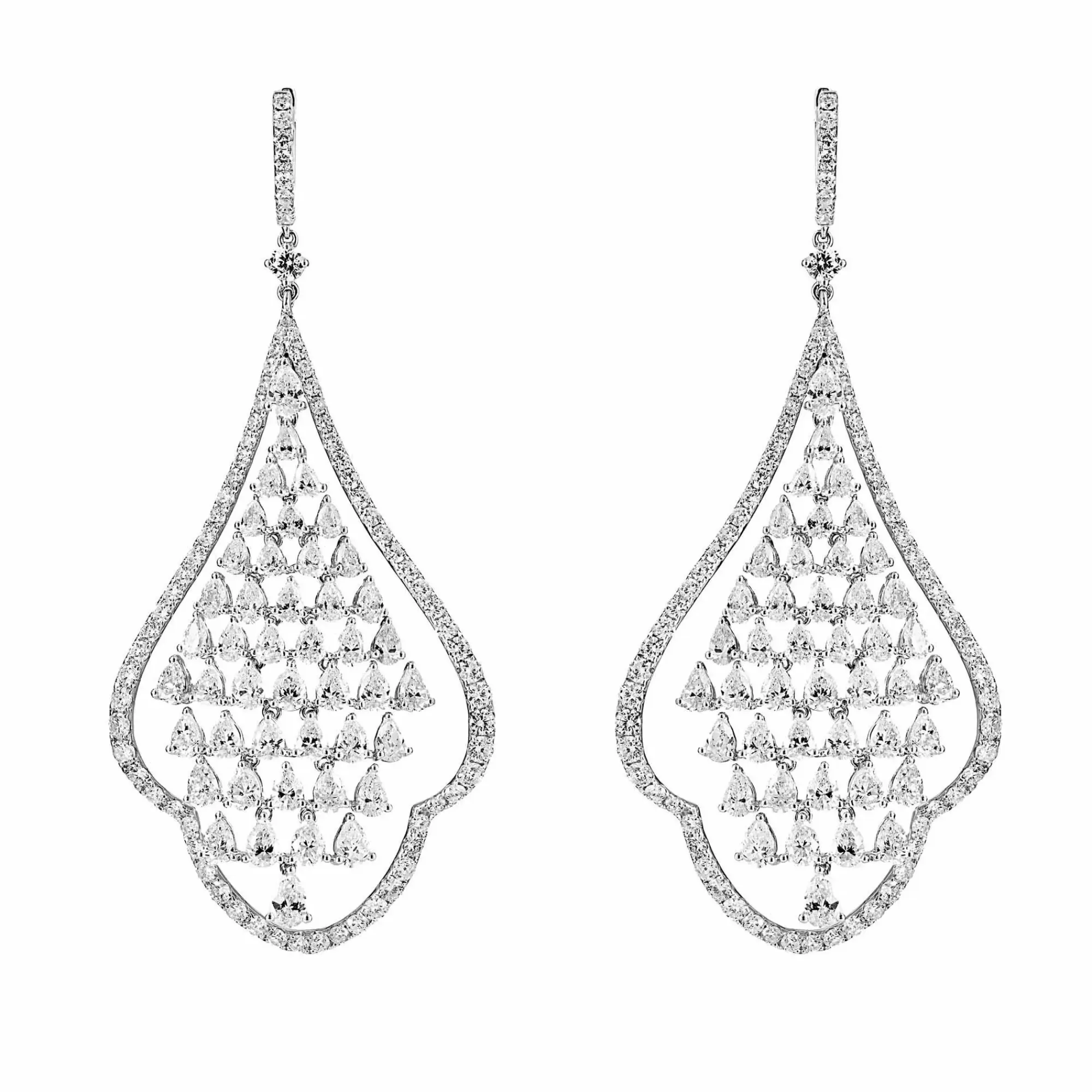 * London Collection 18K White Gold Pear Diamond Cluster Drop Earrings Cheap