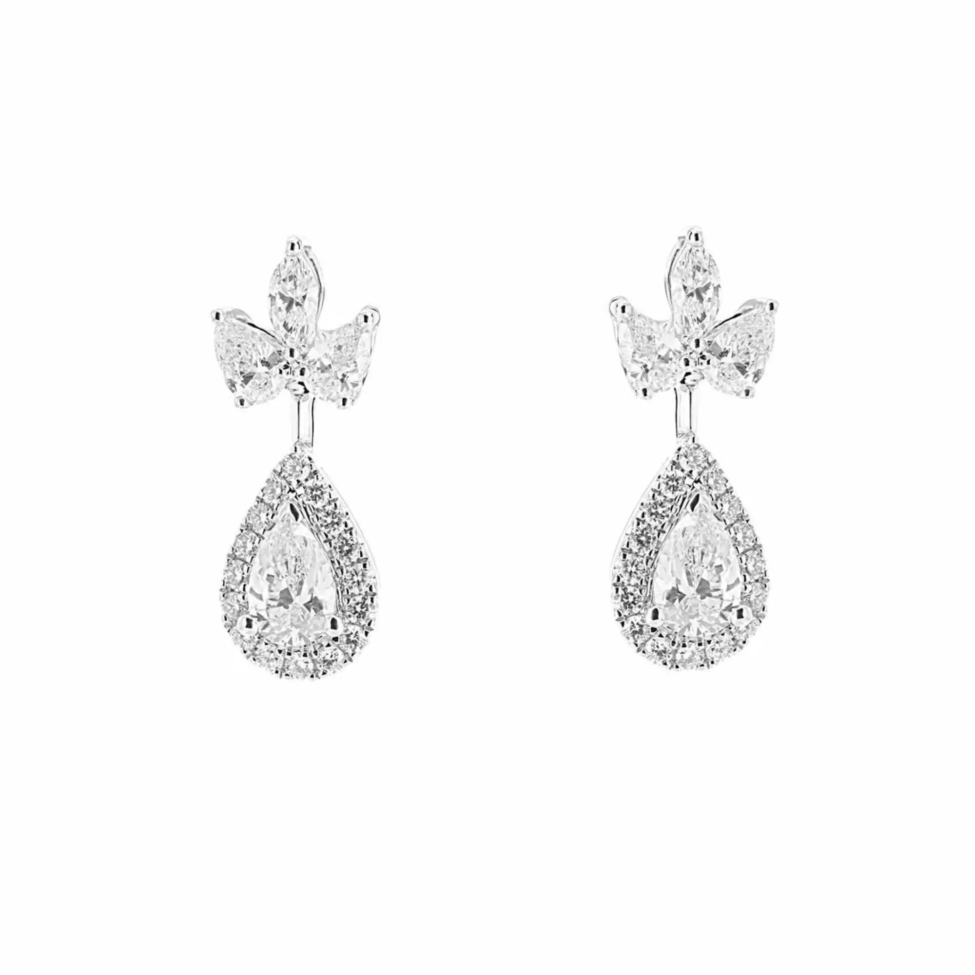 London Collection 18K White Gold Pear Shaped Diamond Drop Earrings Cheap