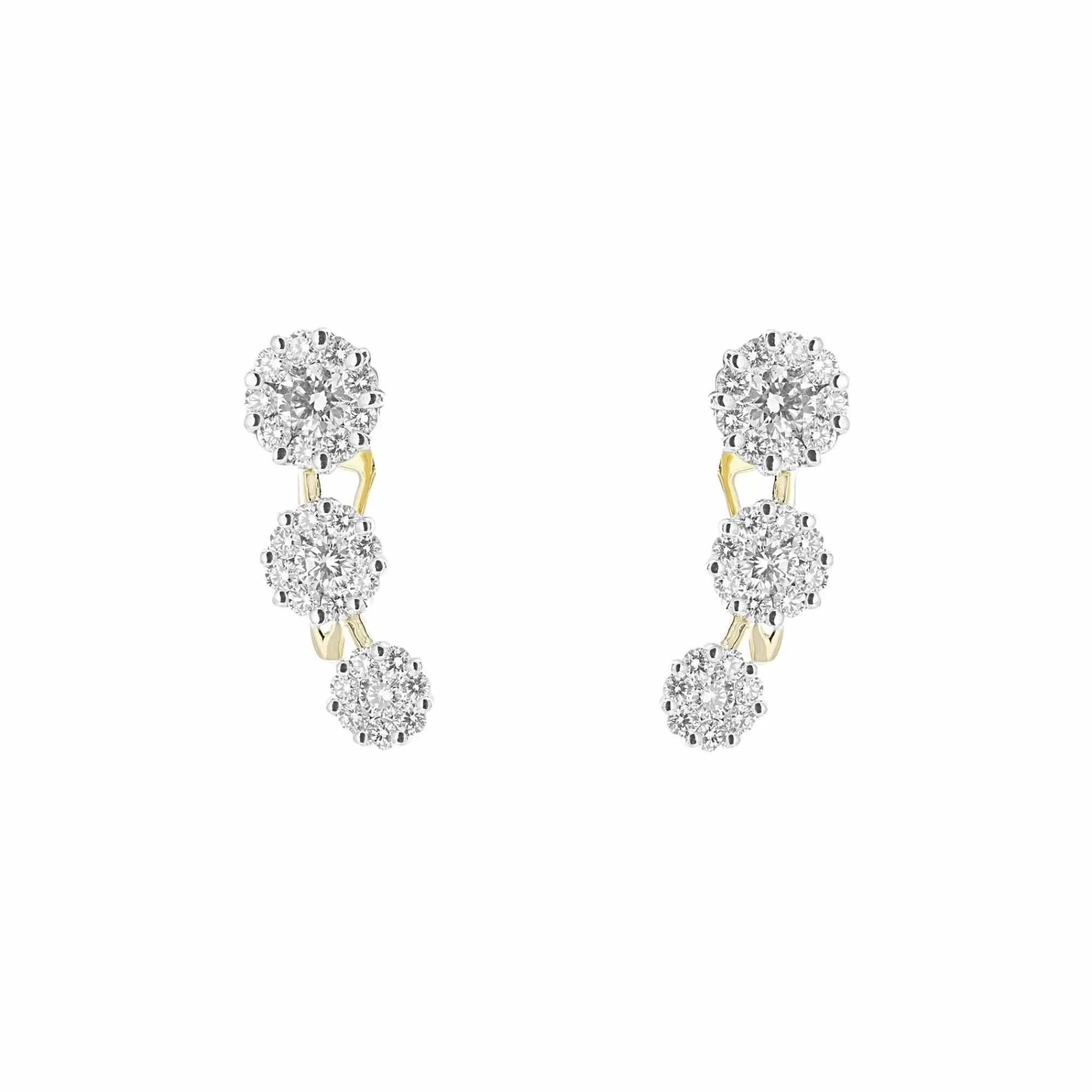 * London Collection 18K Yellow Gold 3 Diamond Cluster Crawler Earrings Discount