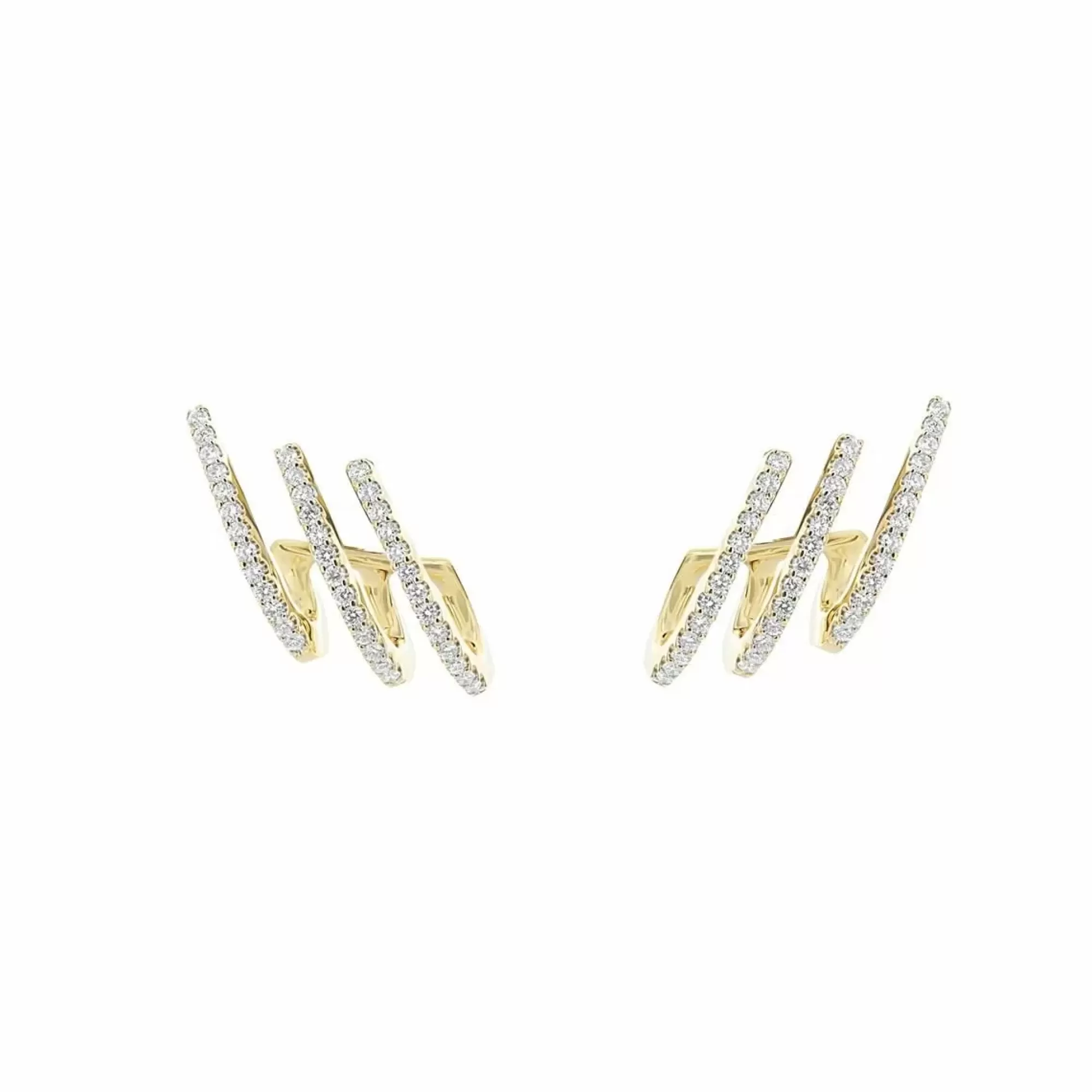 London Collection 18K Yellow Gold And Diamond 3 Row Huggie Earrings Best