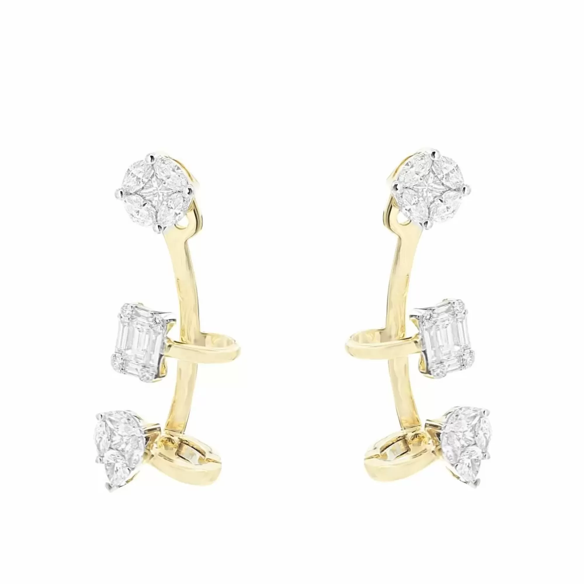 London Collection 18K Yellow Gold And Diamond Cluster Crawler Earrings Best
