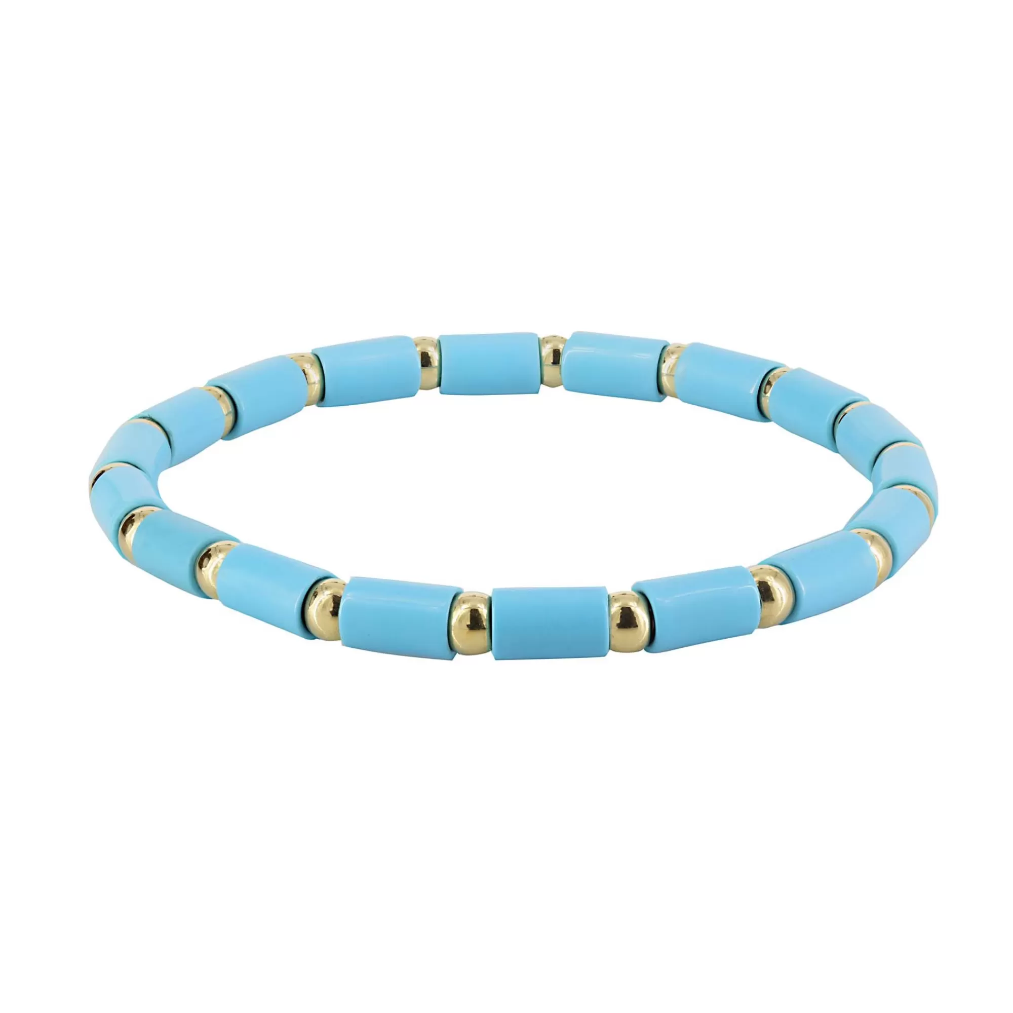 * London Collection 18K Yellow Gold Bead And Tube Bracelet Turquoise Cheap