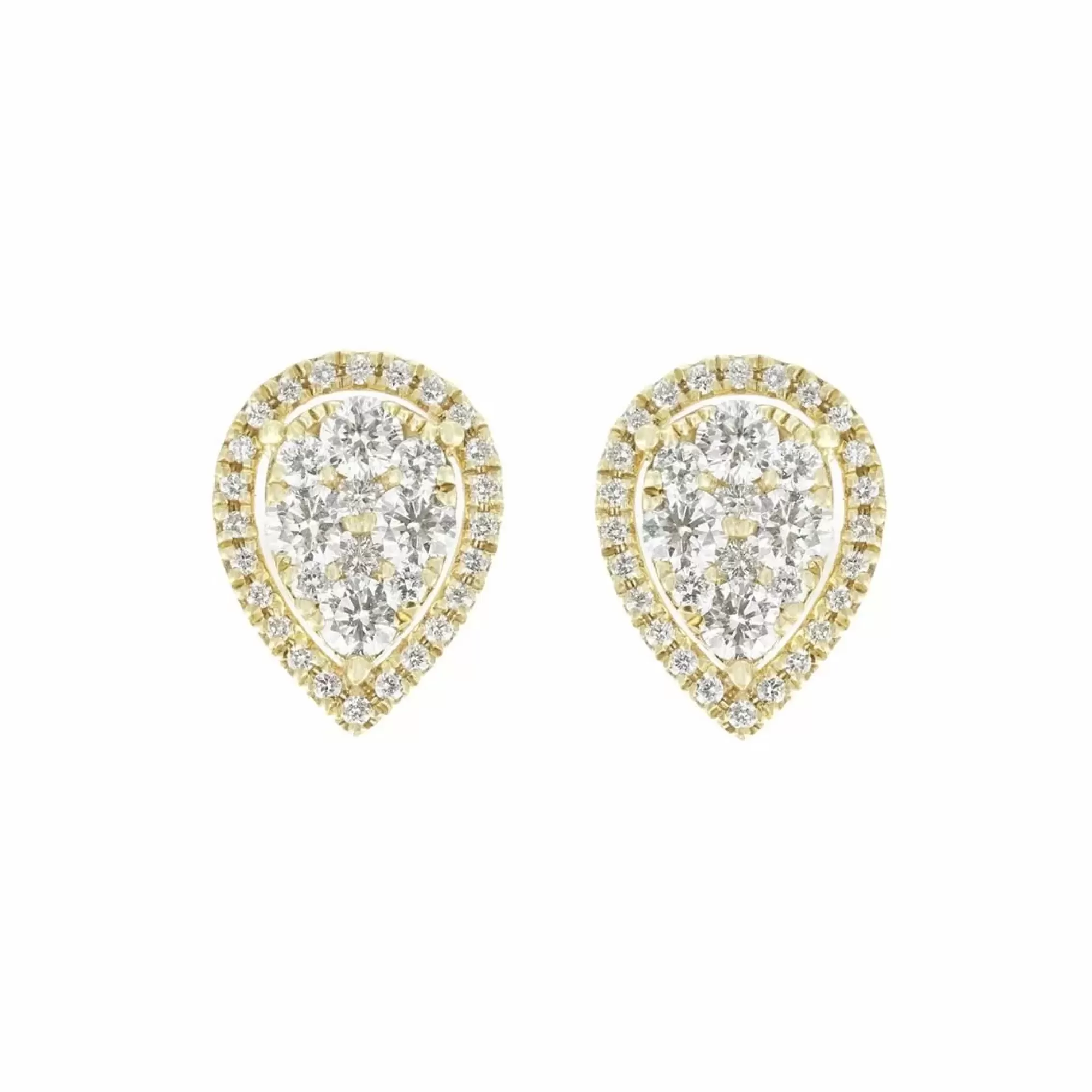 London Collection 18K Yellow Gold Diamond Cluster Pear Shaped Stud Earrings Cheap