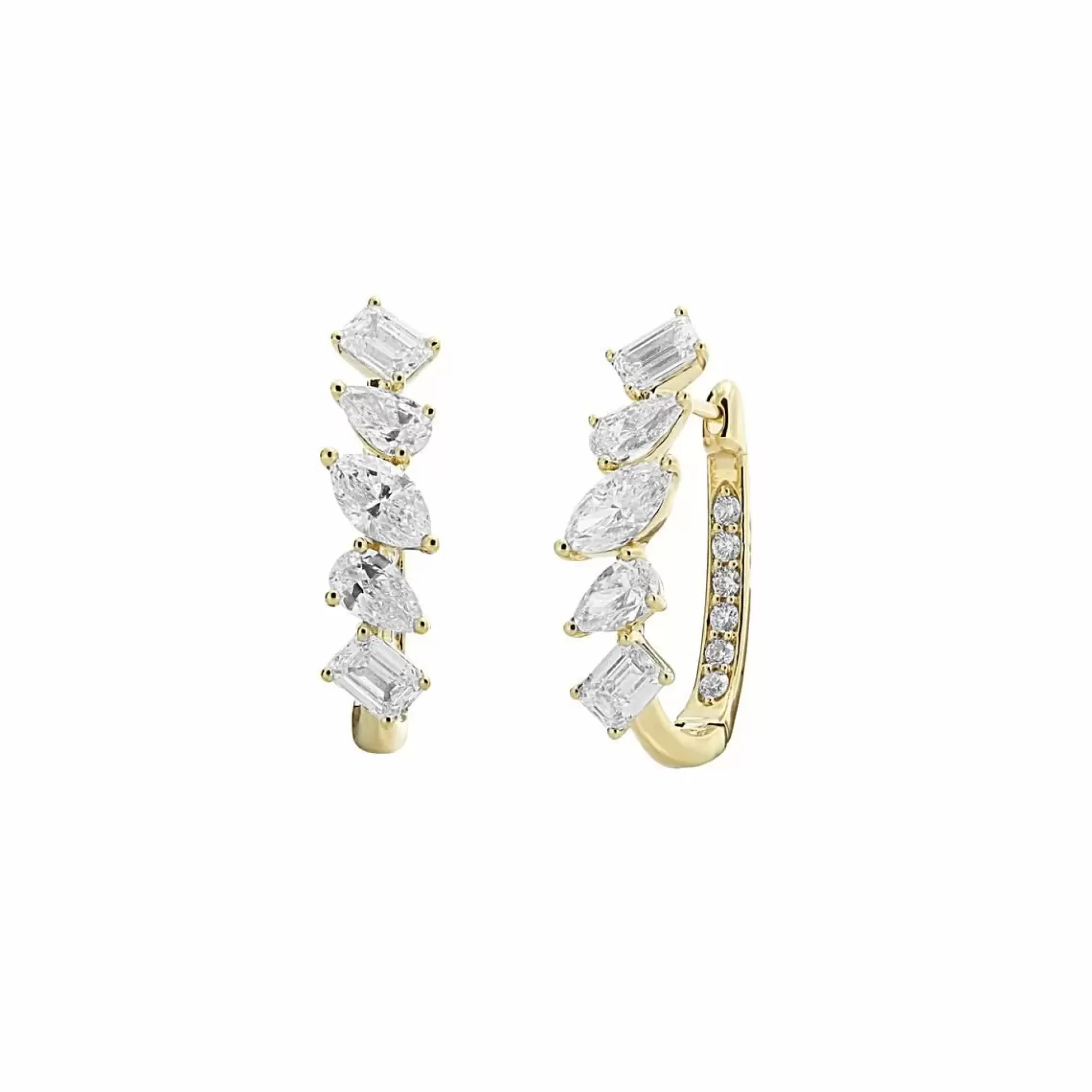 London Collection 18K Yellow Gold Diamond Mixed Shape Hoop Earrings Best Sale