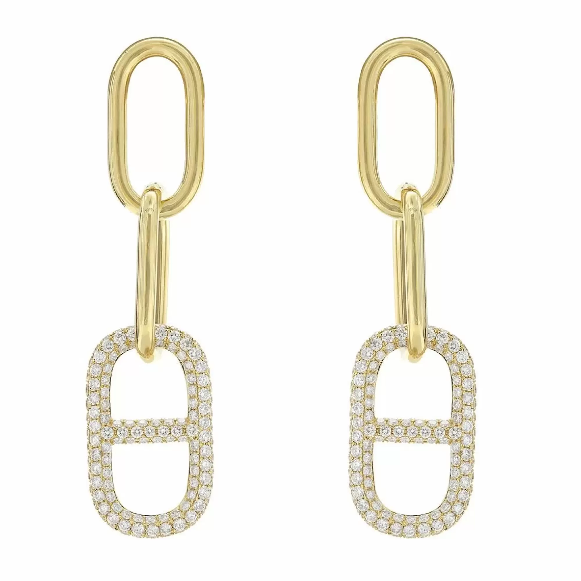 London Collection 18K Yellow Gold Diamond Multi Link Drop Earrings Best