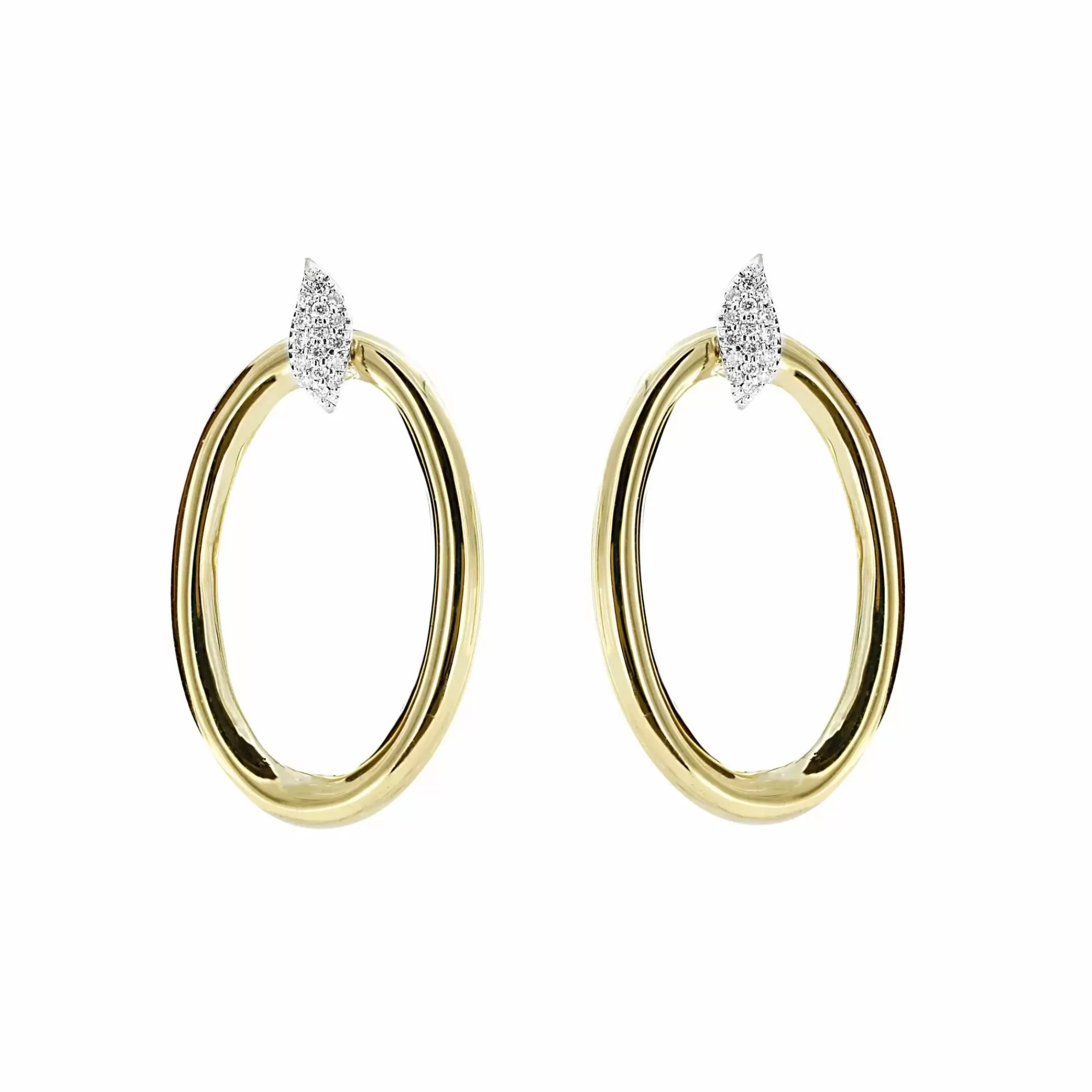 * London Collection 18K Yellow Gold Diamond Oval Drop Earrings Store