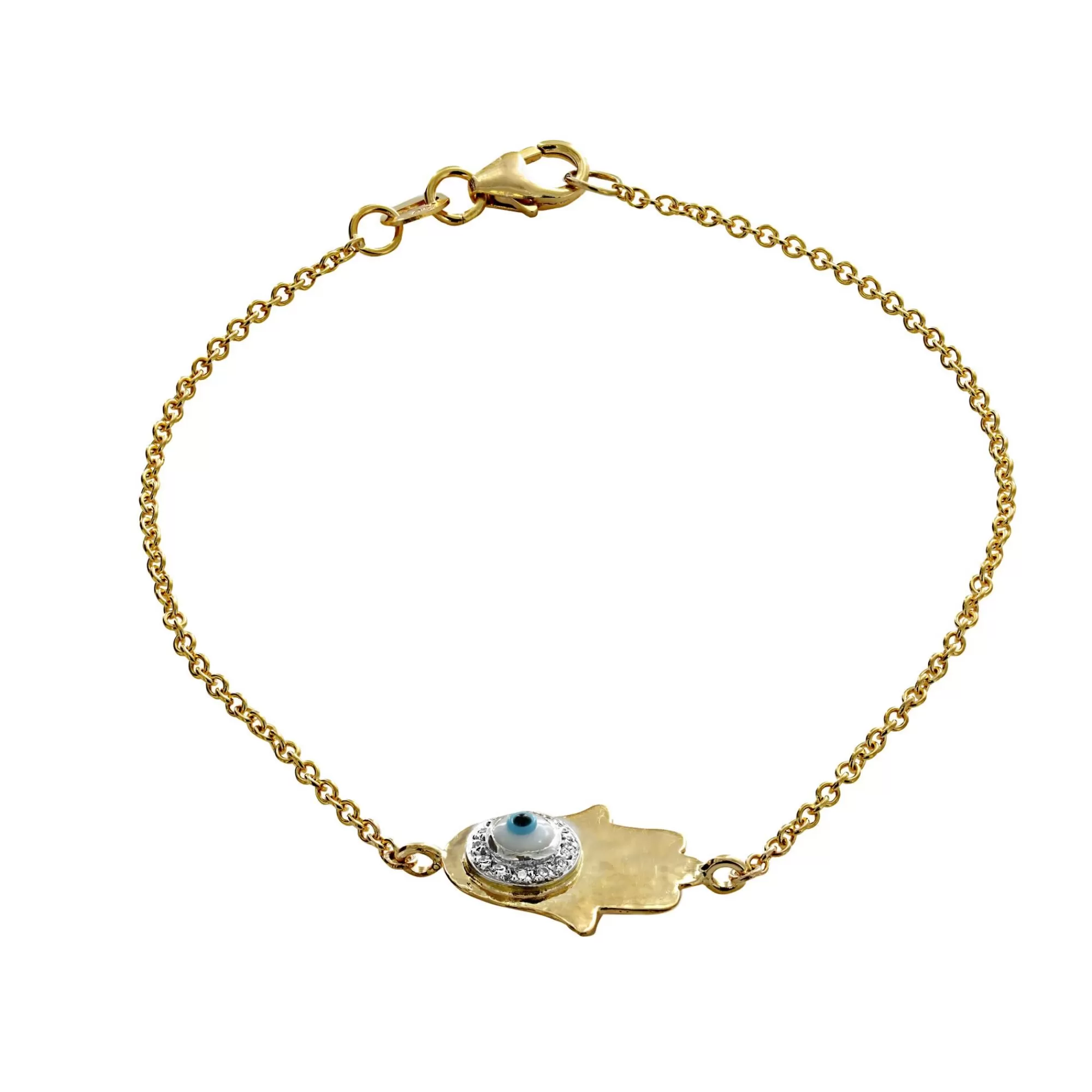 * London Collection 18K Yellow Gold Hamsa And Evil Eye With Diamonds Bracelet Best Sale