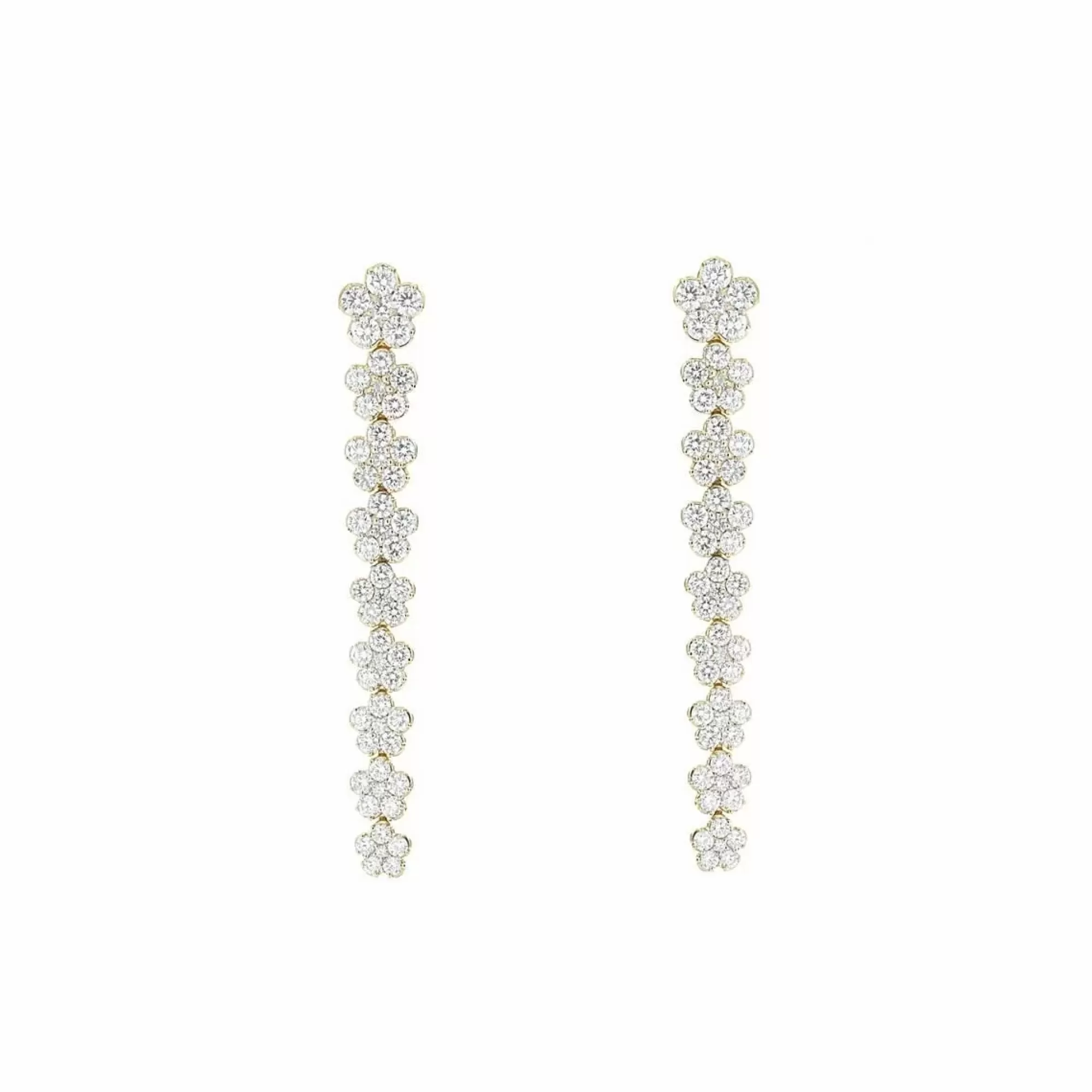 London Collection 18K Yellow Gold Longpave Diamond Flower Drop Earrings Sale