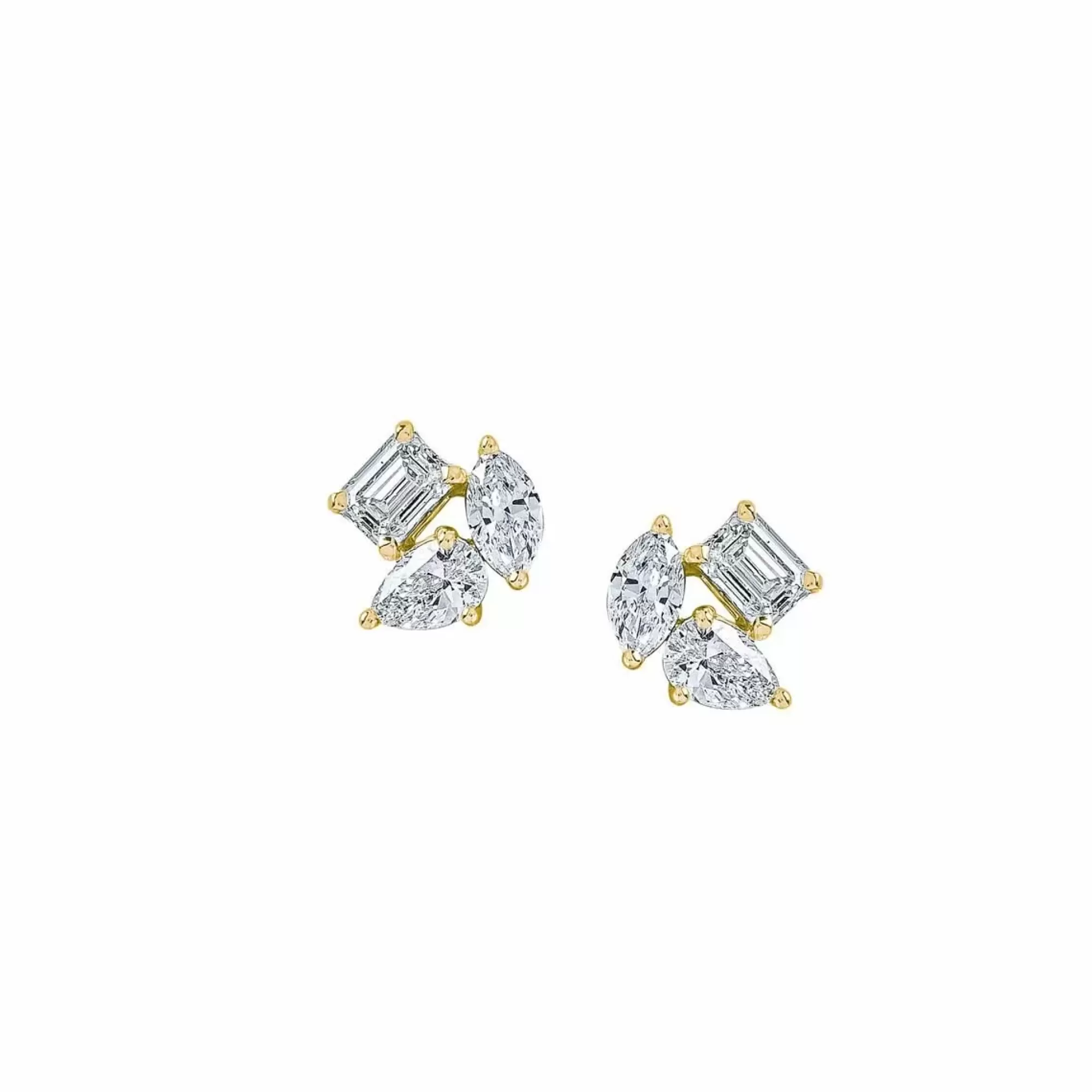 London Collection 18K Yellow Gold Mixed Shape Diamond Stud Earrings Sale
