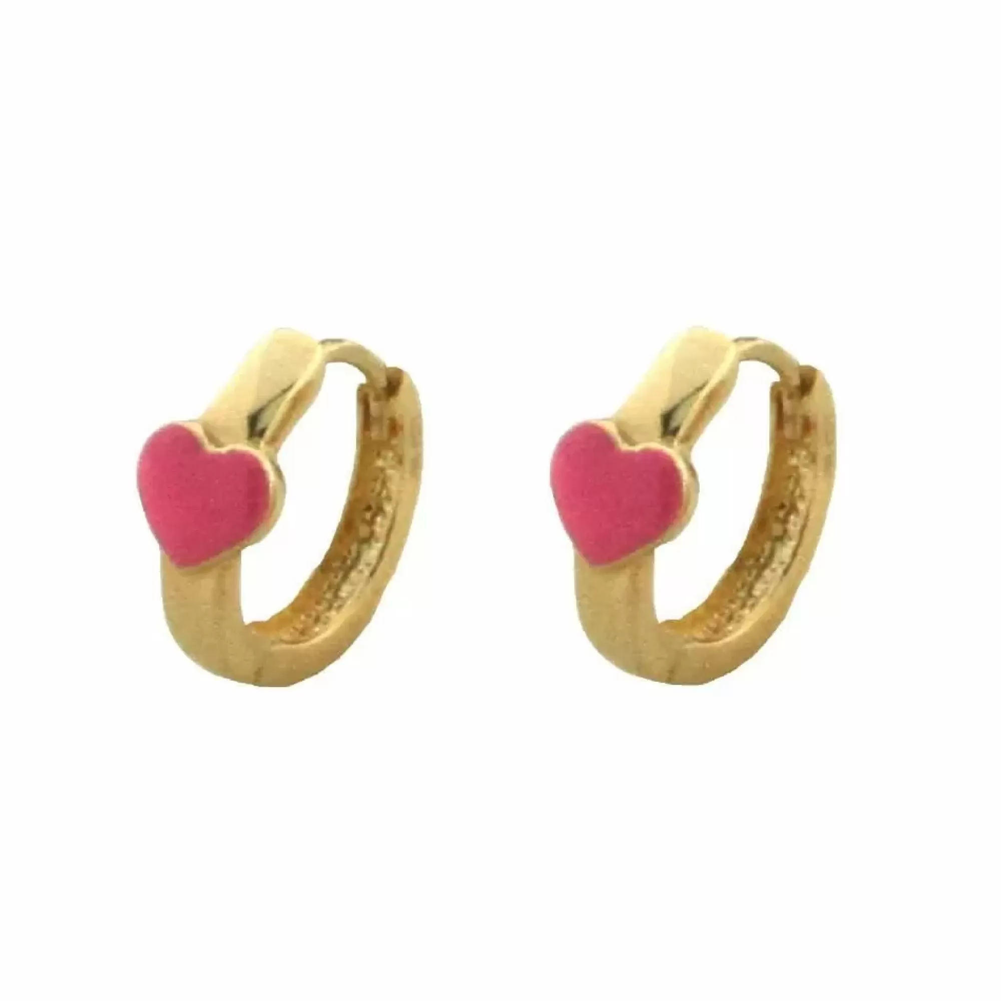 * London Collection 18K Yellow Gold Pink Heart Baby Earrings Discount