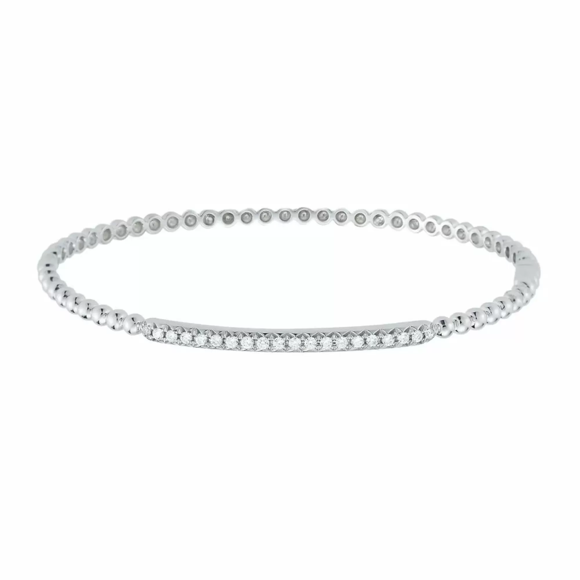 London Collection Beaded 18K White Gold Diamond Bar Bangle Bracelet Online