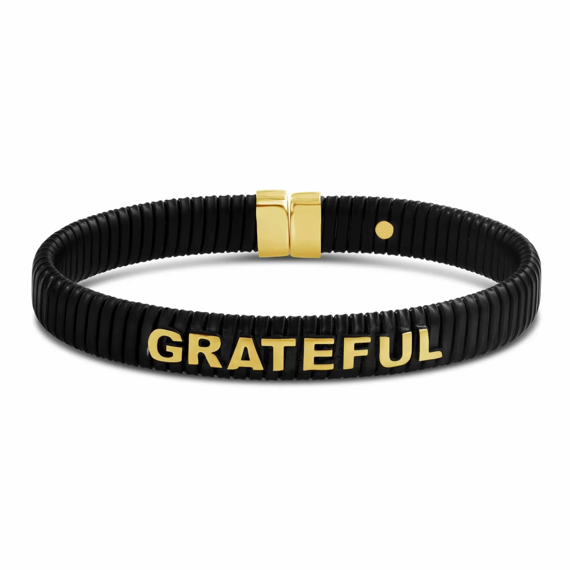 * London Collection Black Steel And Yellow Gold Plated Grateful Bangle Bracelet 16Cm Sale