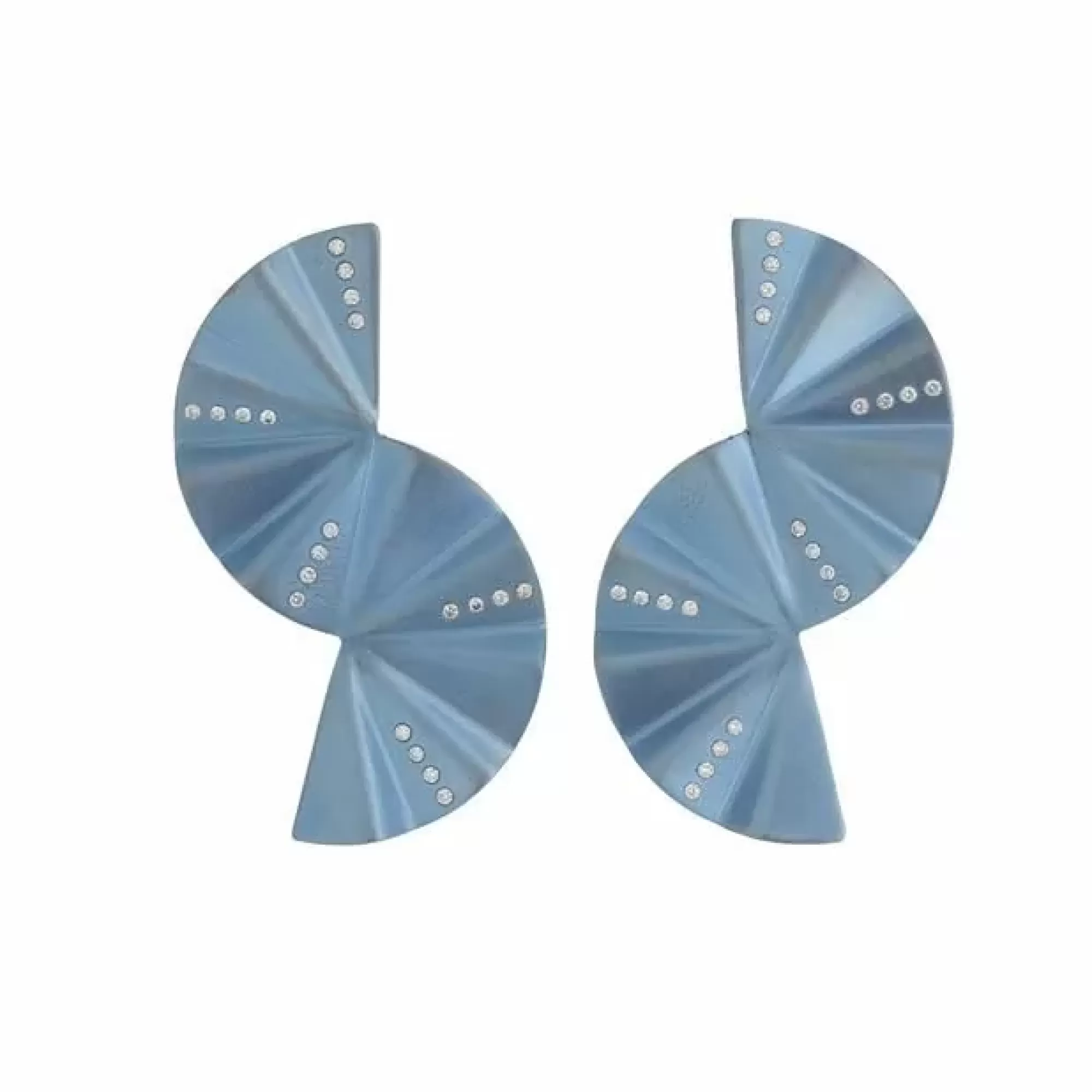 * London Collection Blue Titanium And Diamond Double Fan Earrings Cheap