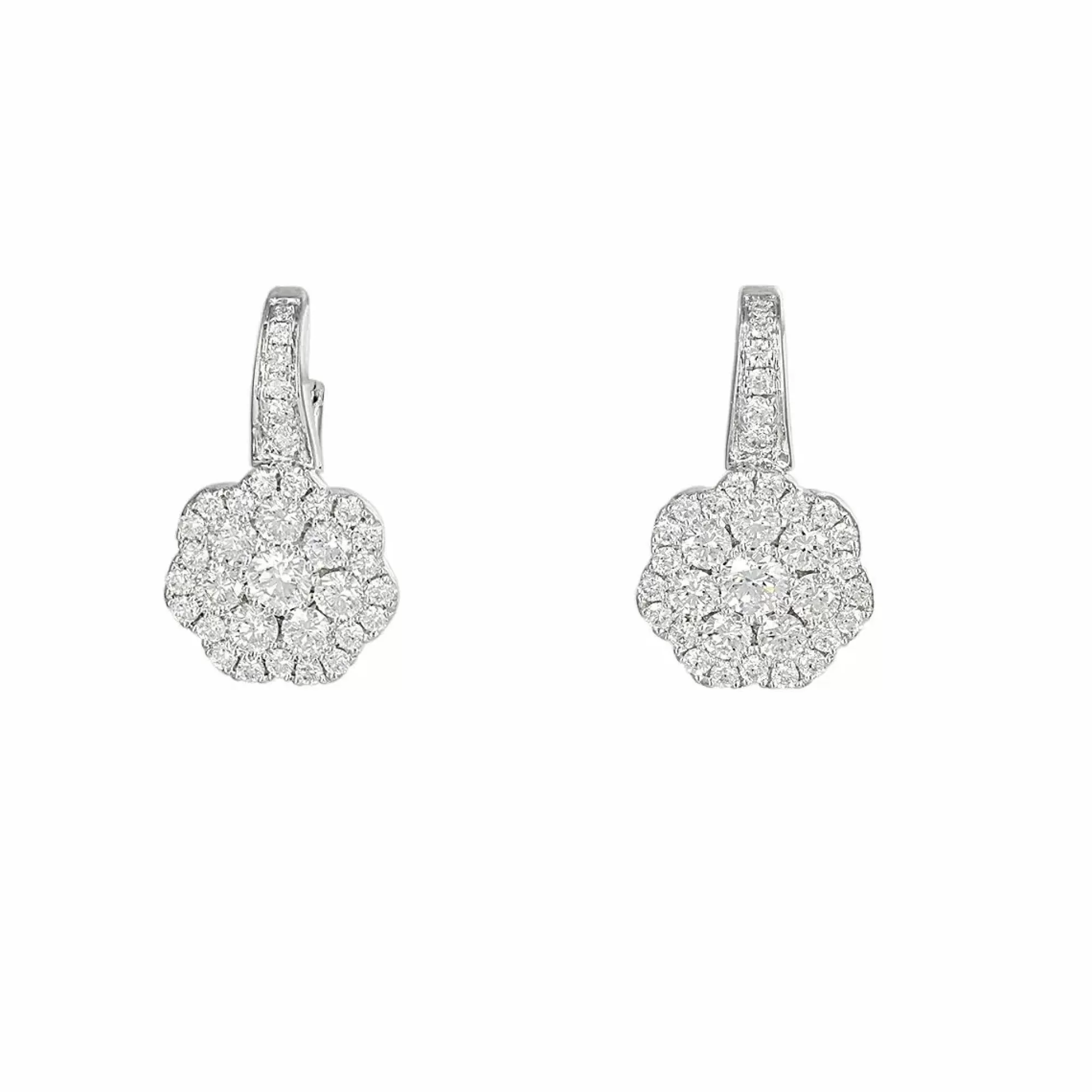 * London Collection Diamond Flower Cluster Lever Back Earrings Cheap