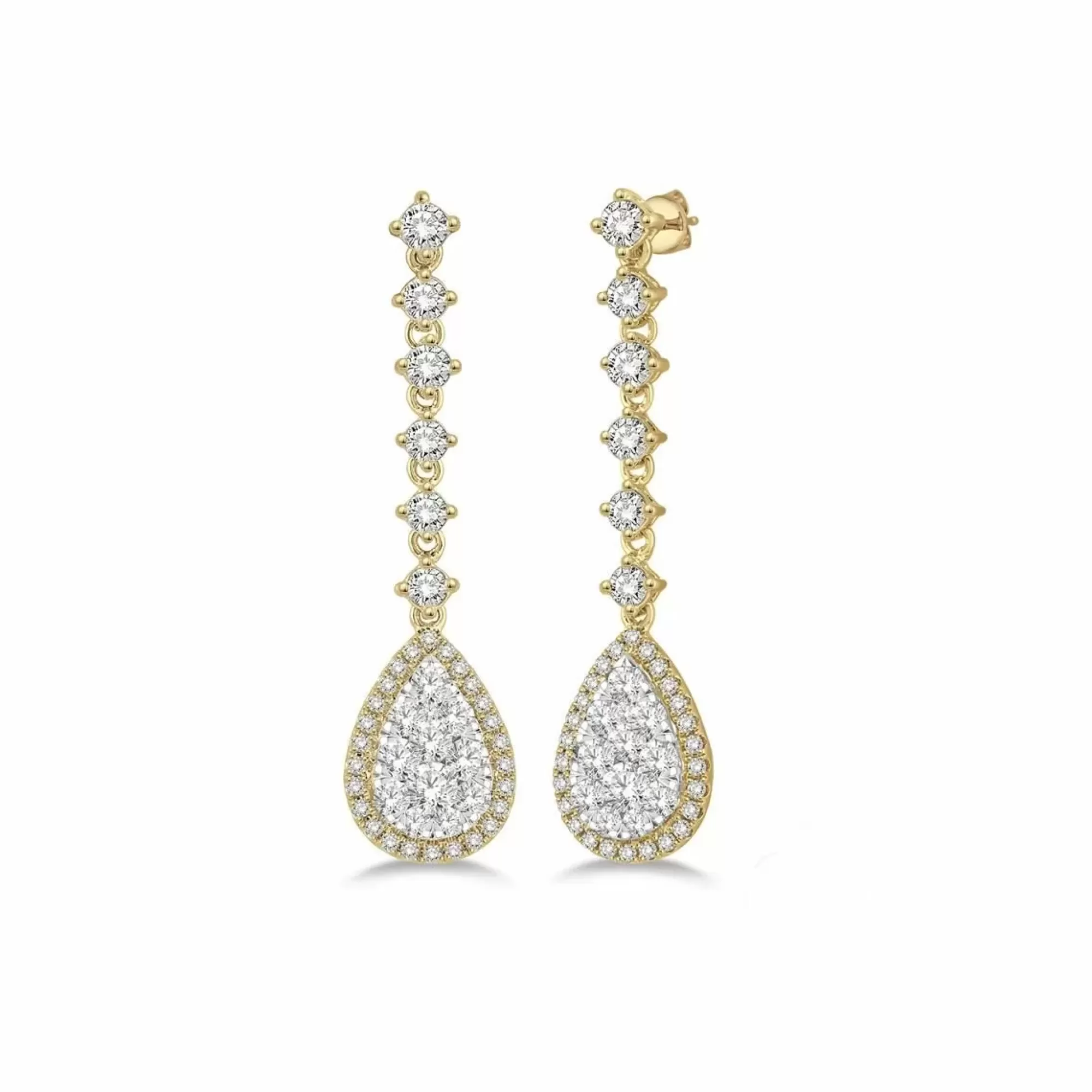 London Collection Lovebright 14K Gold Pear Shape Diamond Drop Earrings Fashion