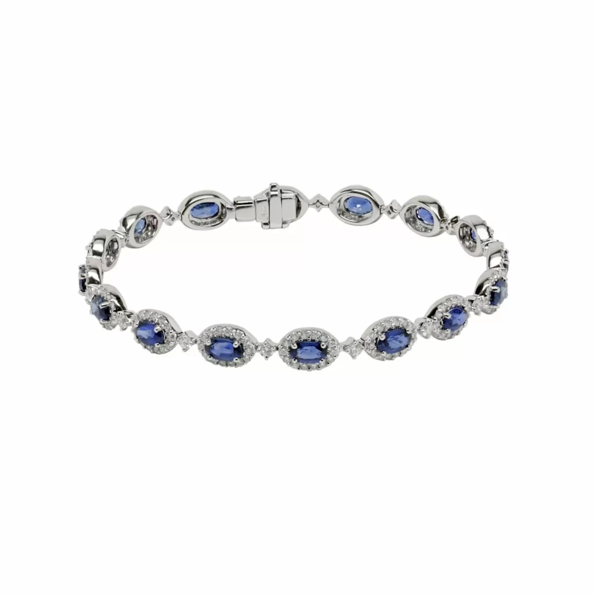 * London Collection Oval Sapphire And Diamond Halo Bracelet Store