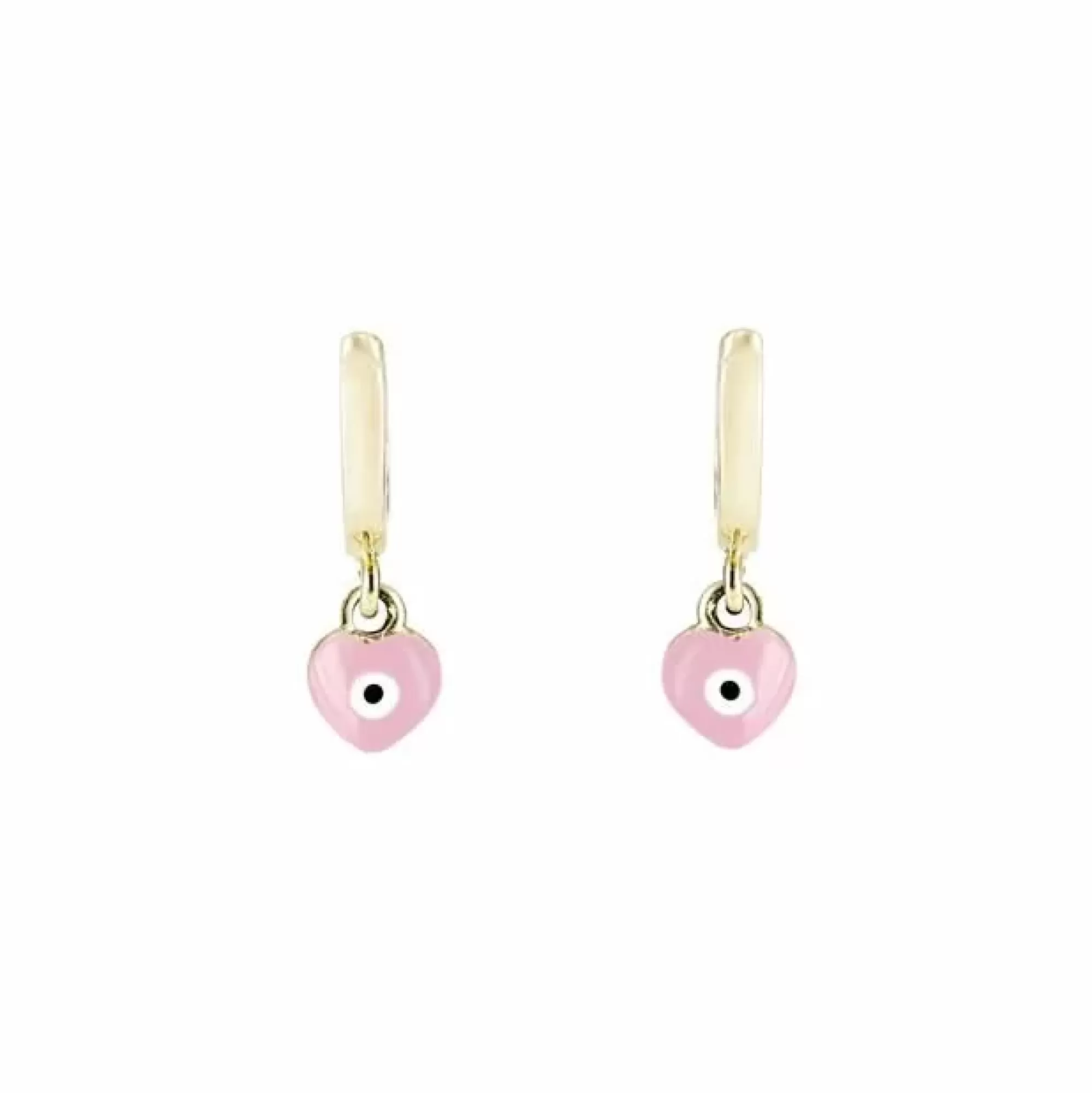 * London Collection Pink Enamel Heart Evil Eye Baby Earrings Outlet