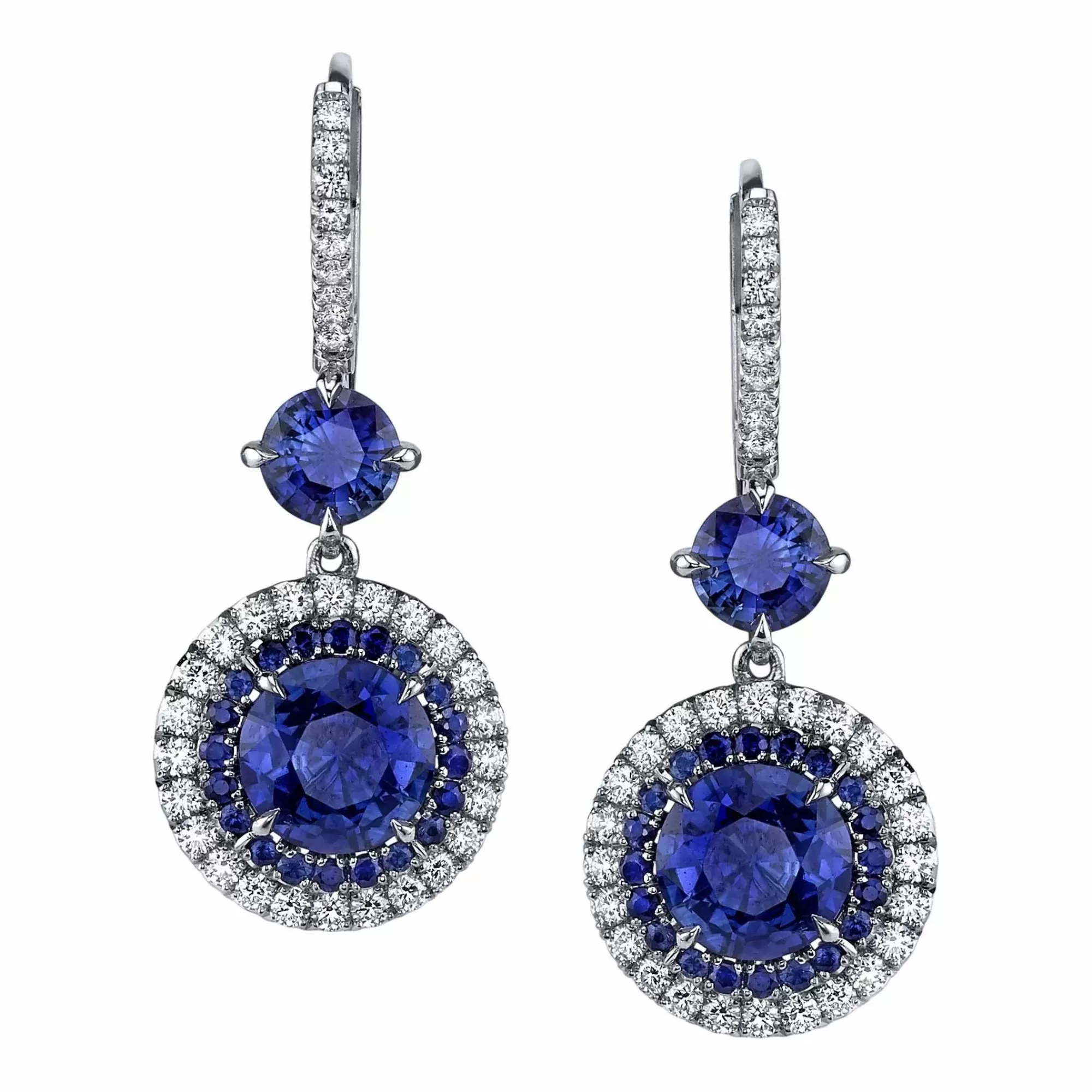 * London Collection Platinum Blue Sapphire And Diamond Drop Earrings Best